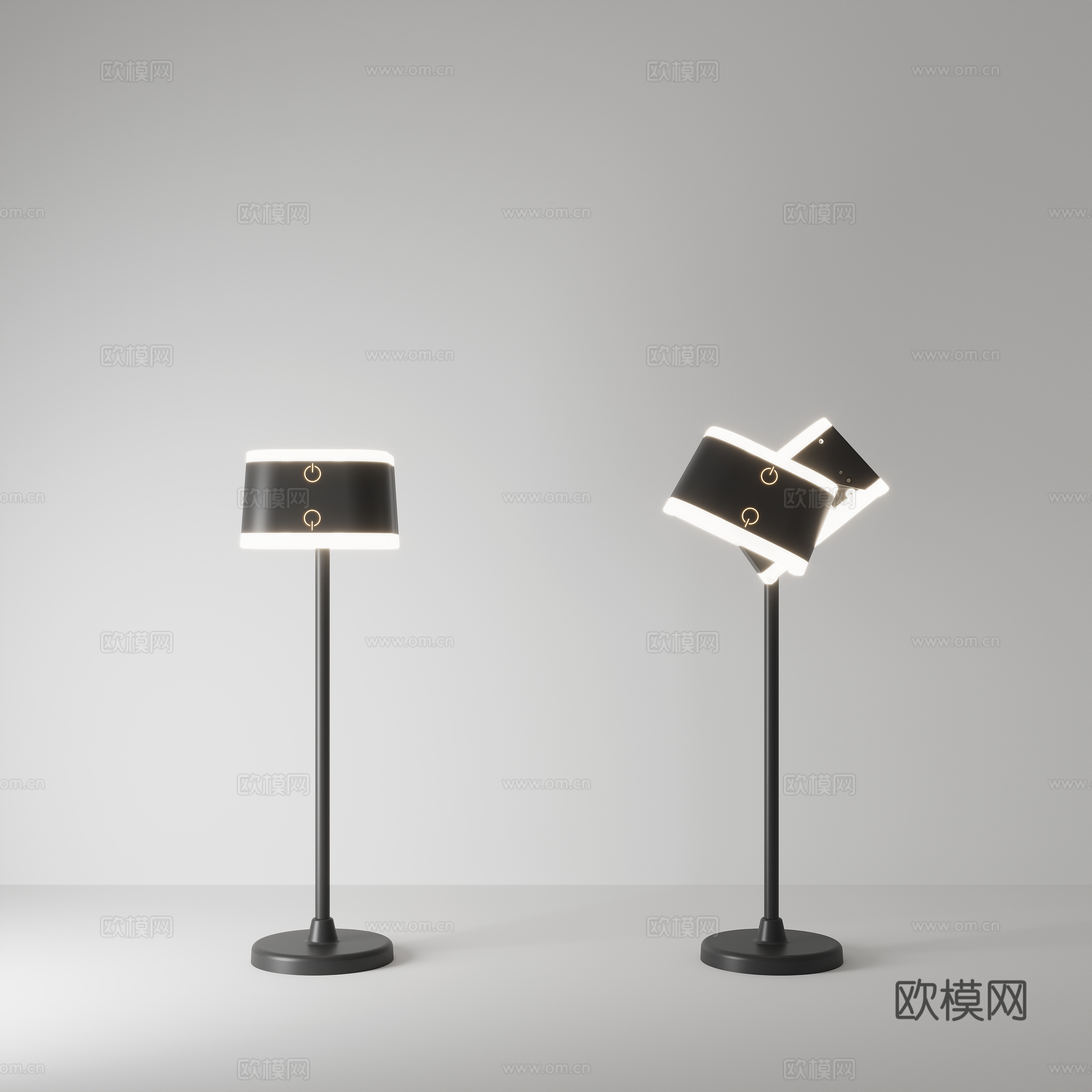 黑板双头旋转落地灯3d模型