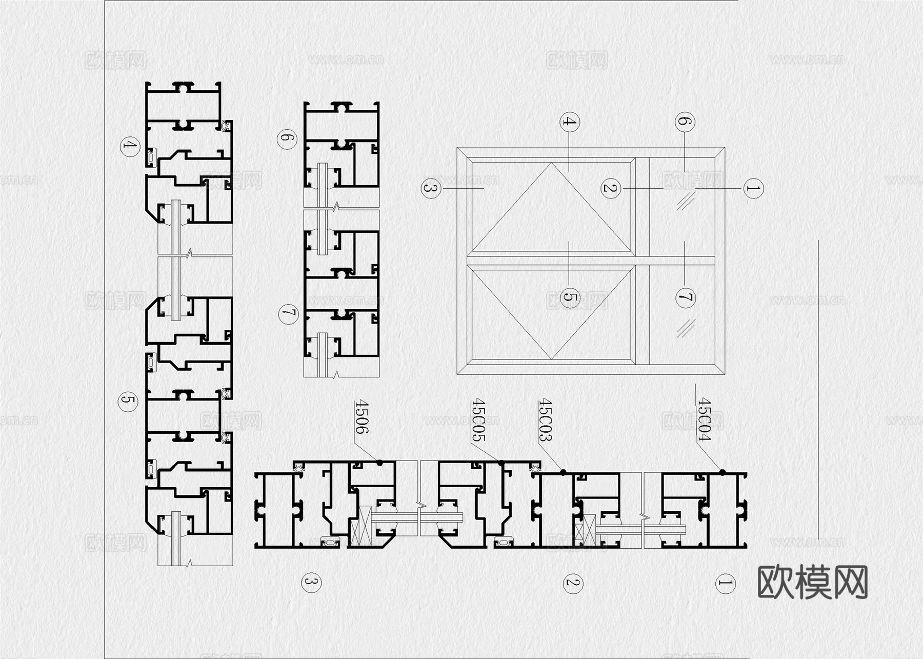 窗节点 铝合金 铝合金门窗节点 断桥铝合金门窗 金属门窗节点cad施工图
