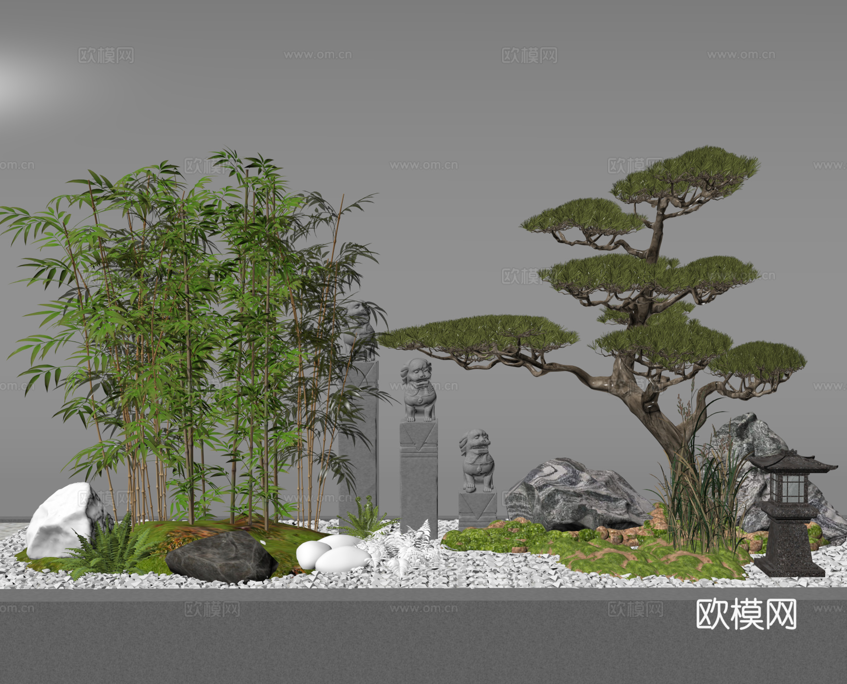 植物造景 景观小品 庭院景观3d模型