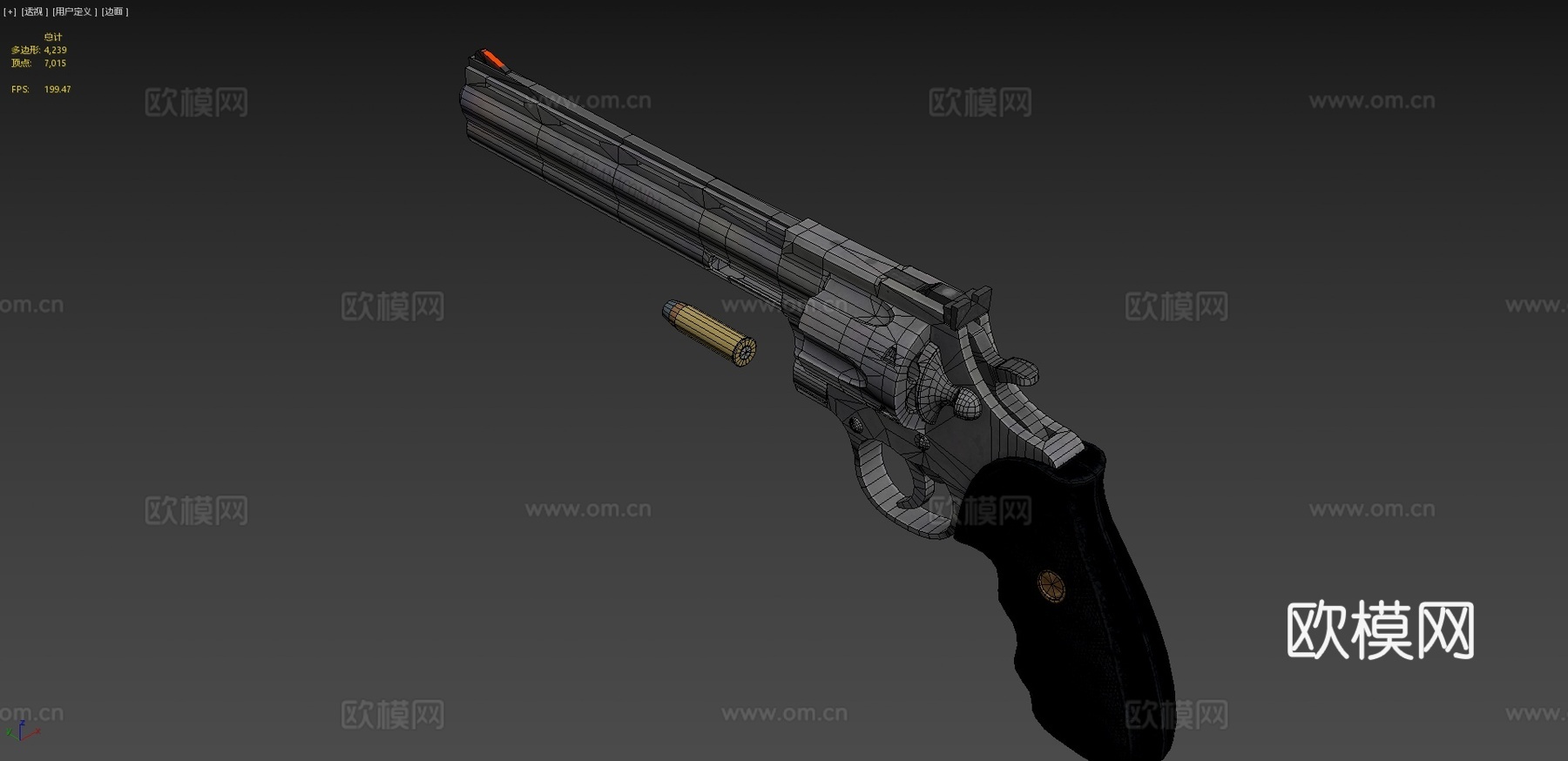科尔特巨蟒左轮手枪（铬）3d模型