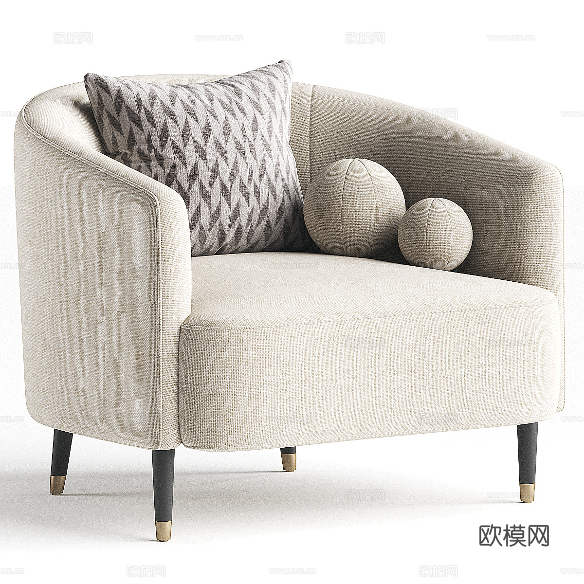 现代意式布艺休闲椅3d模型