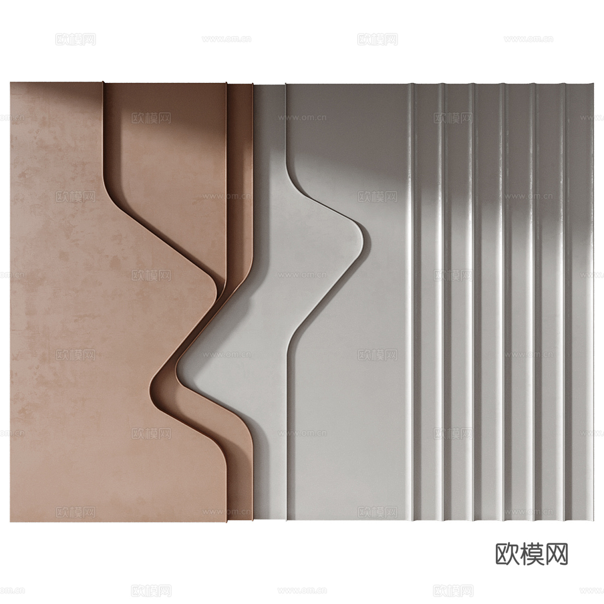 现代奶油风背景墙3d模型