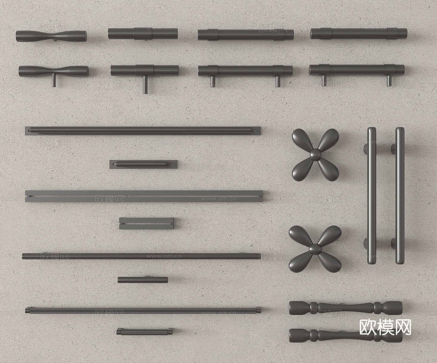 衣柜门拉手 抽屉拉手 门把手3d模型
