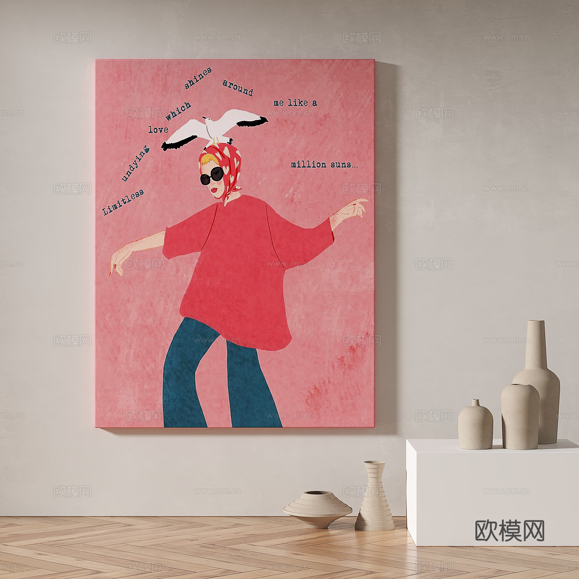 现代，简约，抽象，装饰画3d模型