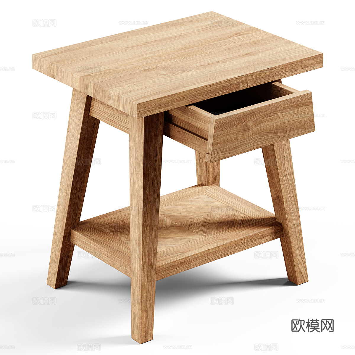 现代北欧原木风床头柜3d模型