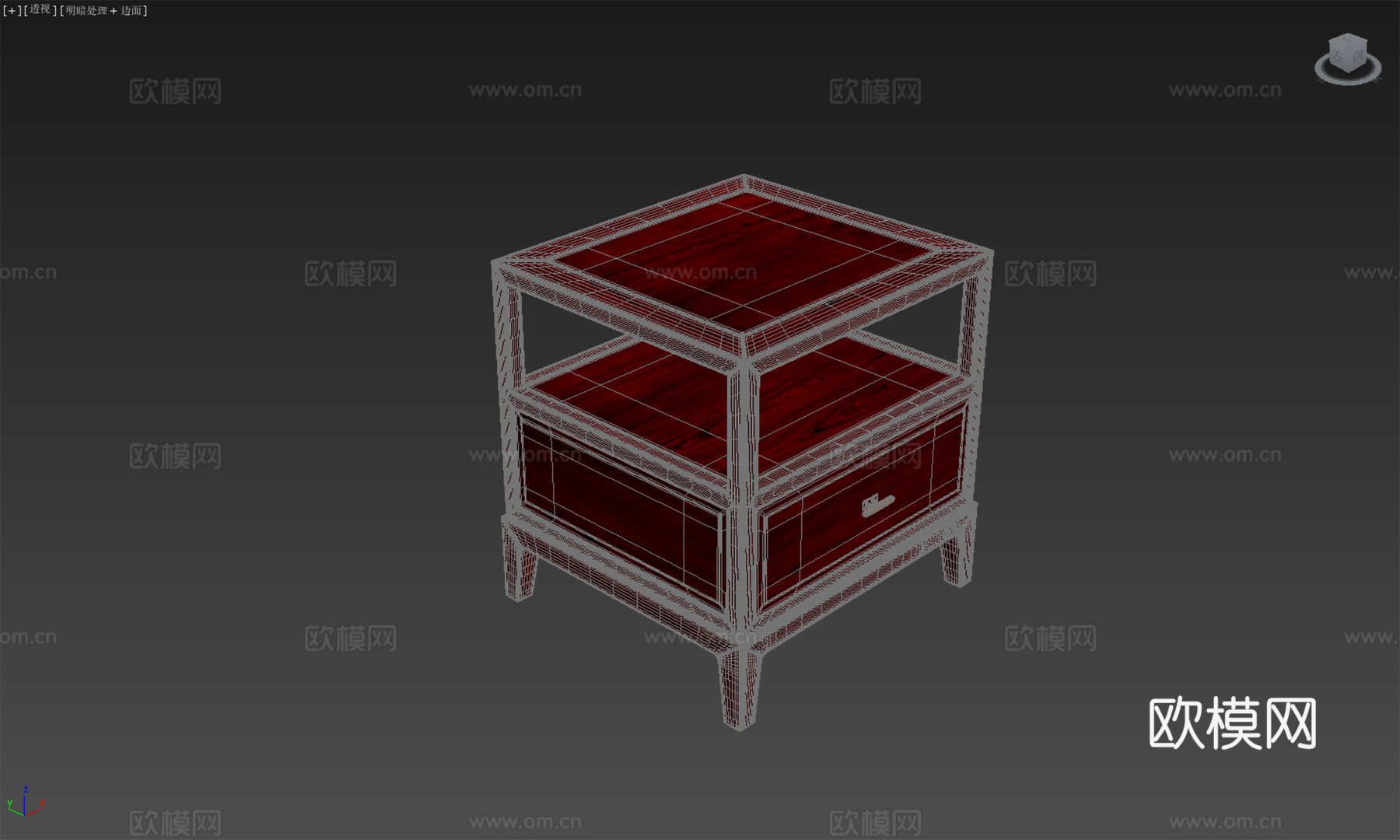 新中式床头柜 实木红木3d模型