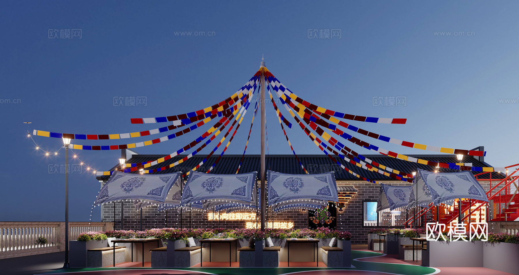 藏族风格餐厅3d模型