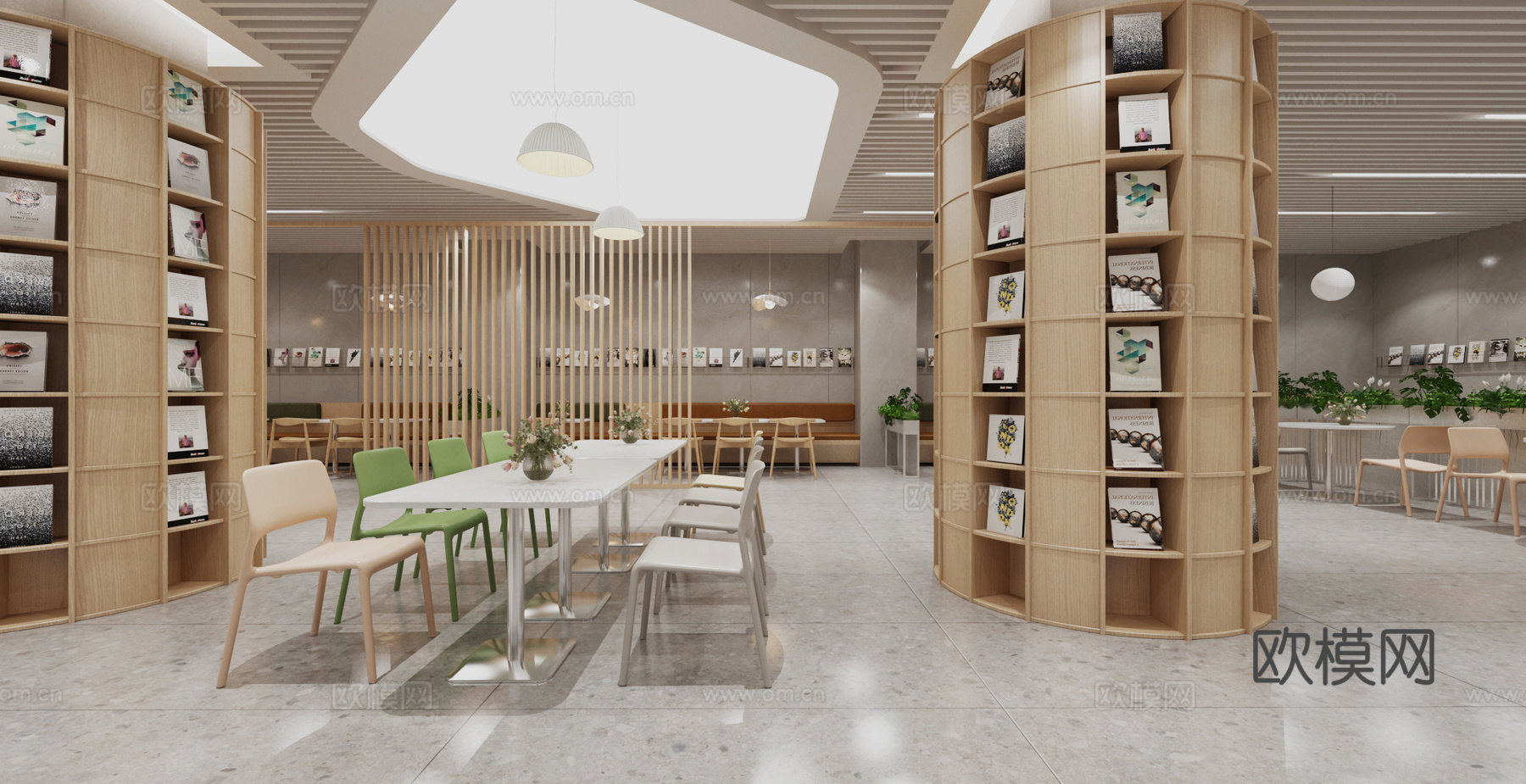 现代风校园餐厅 食堂 自助餐厅3d模型