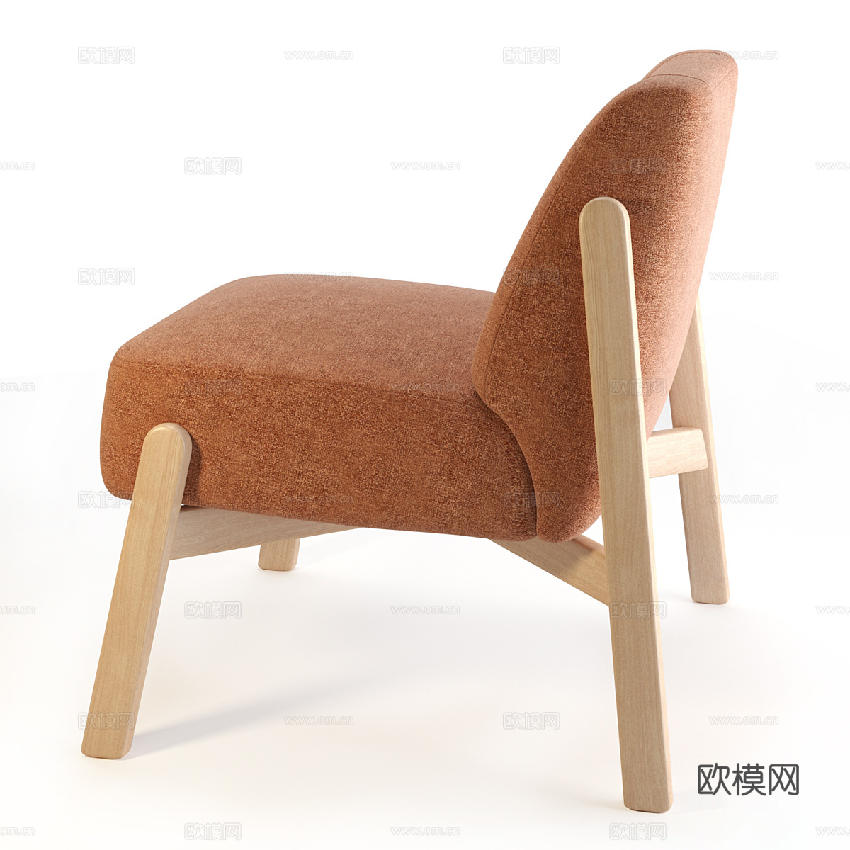 现代北欧原木风休闲椅3d模型