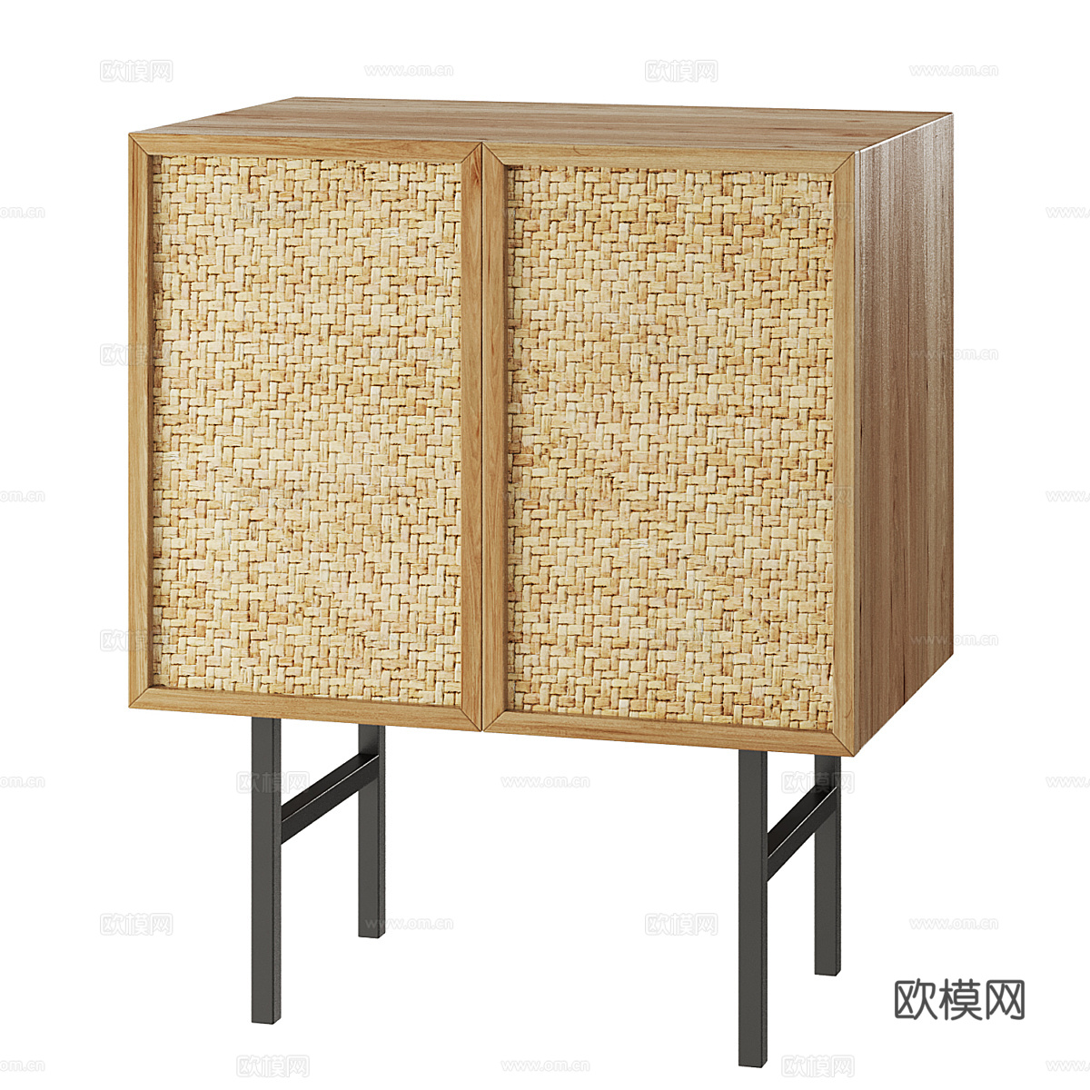 新中式原木风电视柜 边柜3d模型