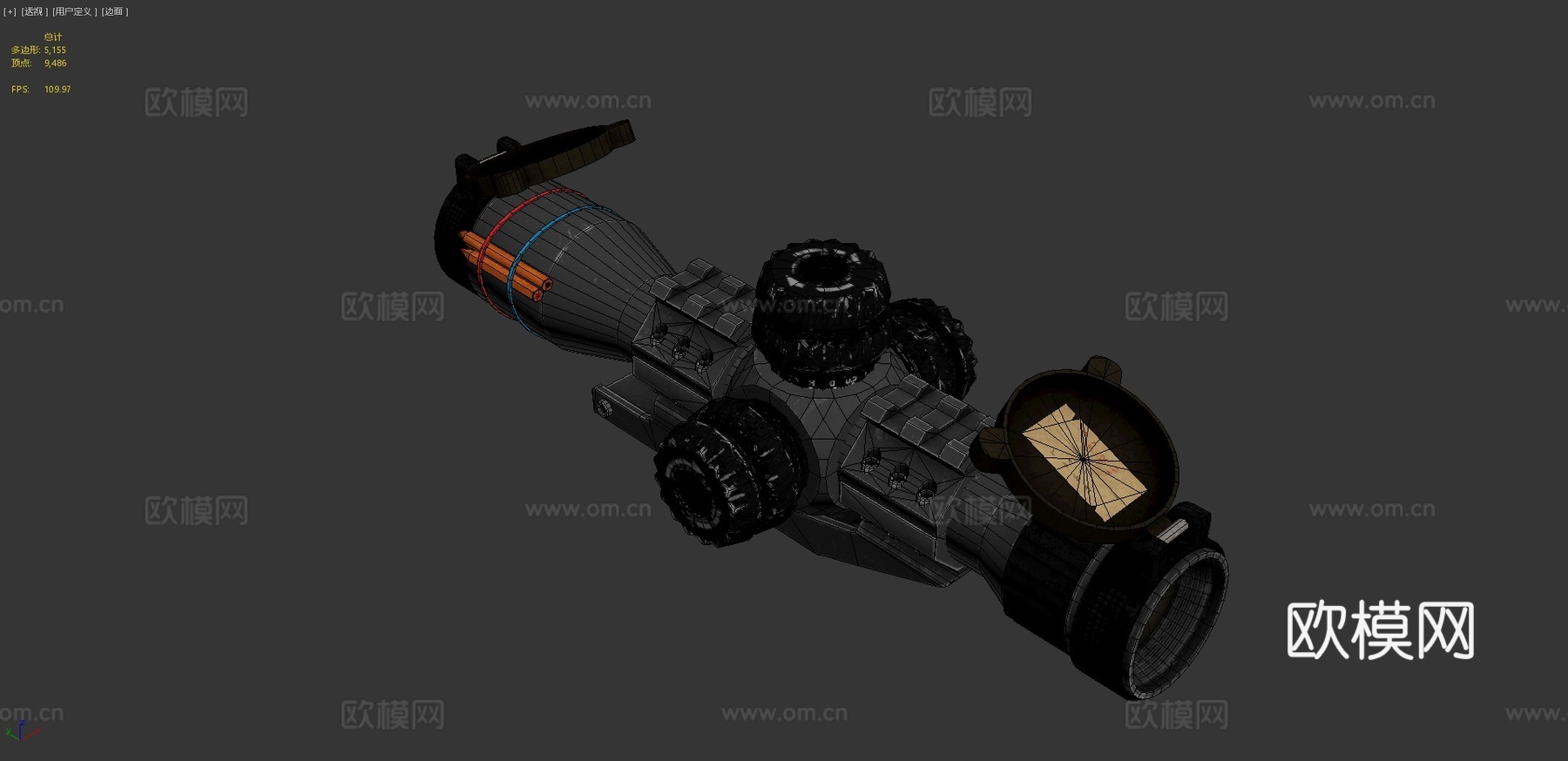 狙击瞄准镜PBR3d模型