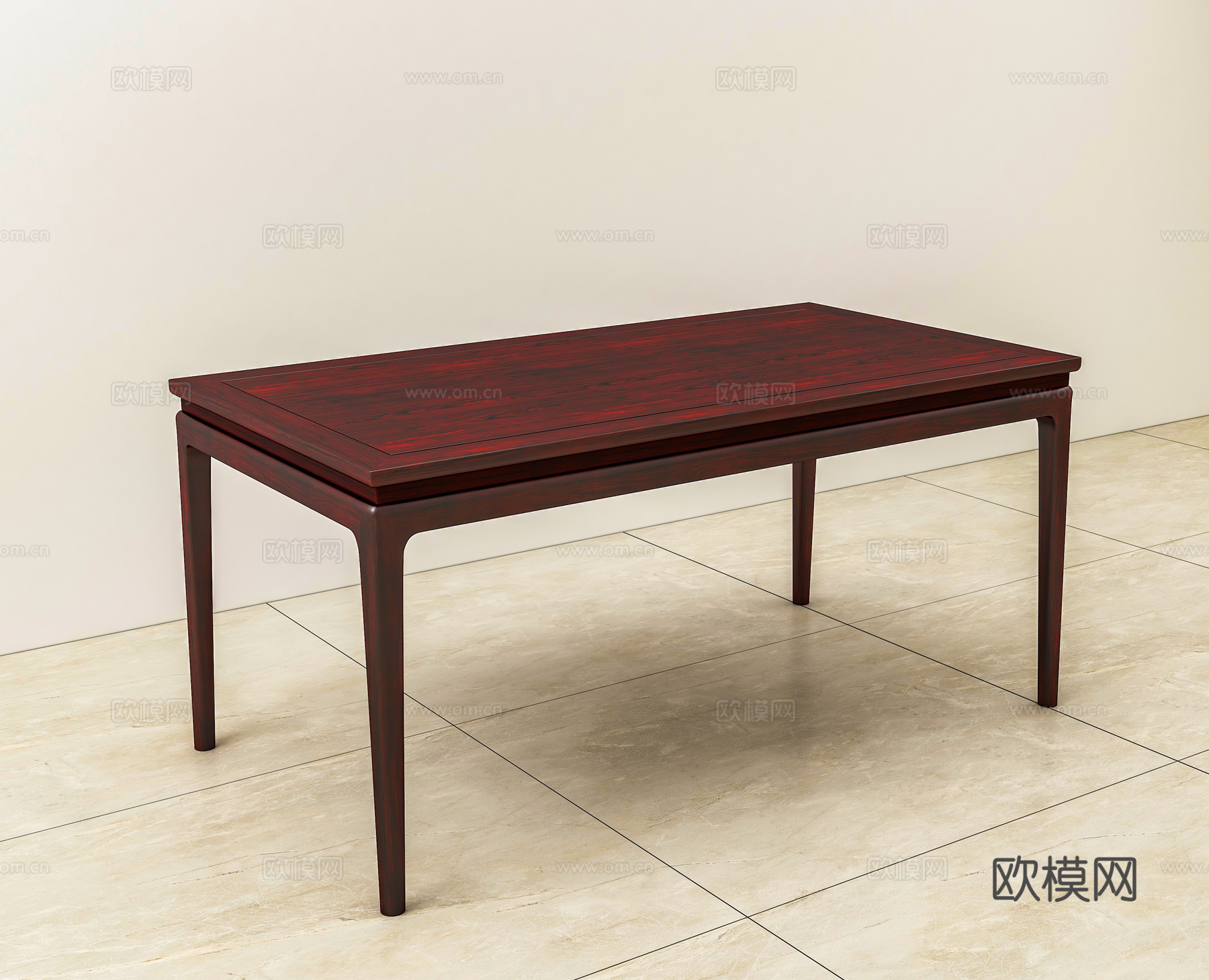 新中式餐桌 拼板茶桌 实木红木3d模型