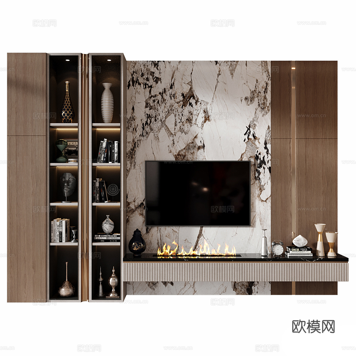 现代轻奢电视背景墙3d模型