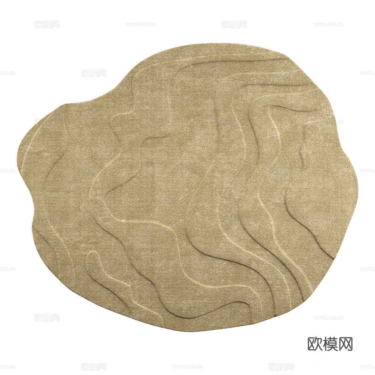 现代奶油风异形布艺地毯3d模型