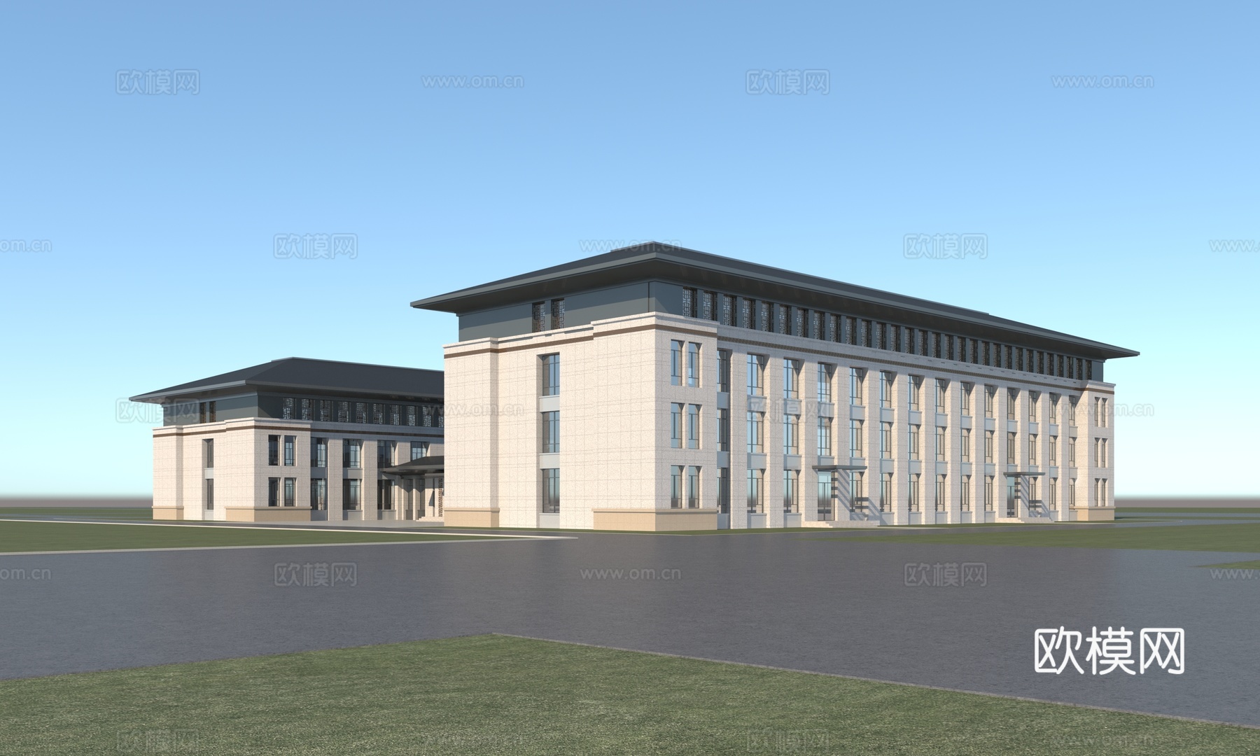 中式学校宿舍 教学楼 综合楼3d模型