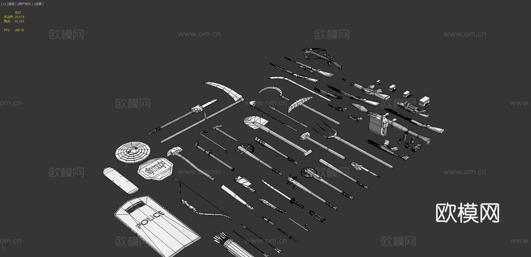 低多边形武器包002-僵尸情况下3d模型