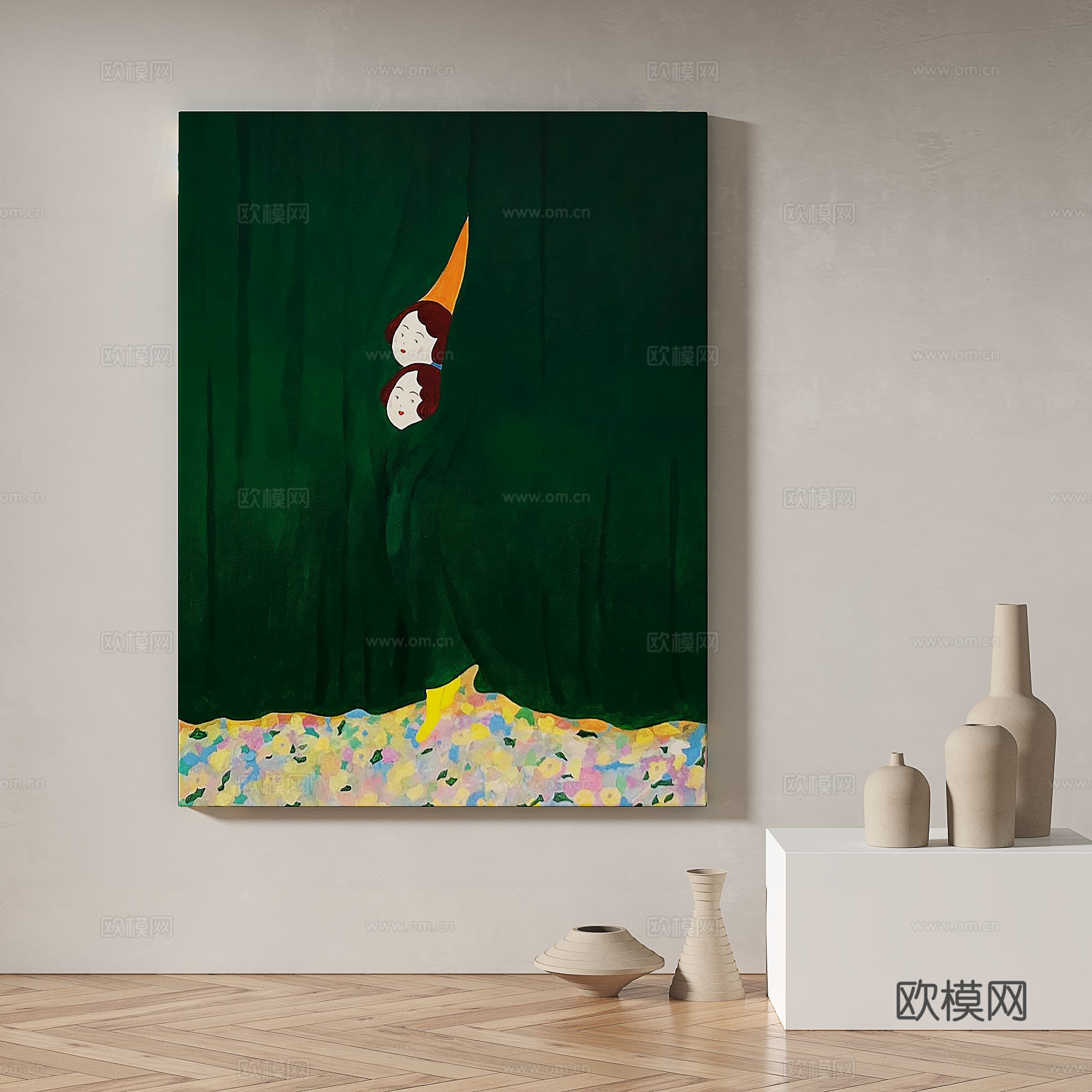 现代，简约，抽象，装饰画3d模型