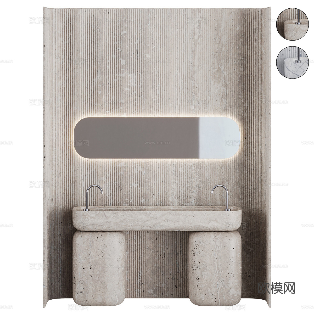现代侘寂浴室柜 台盆柜3d模型