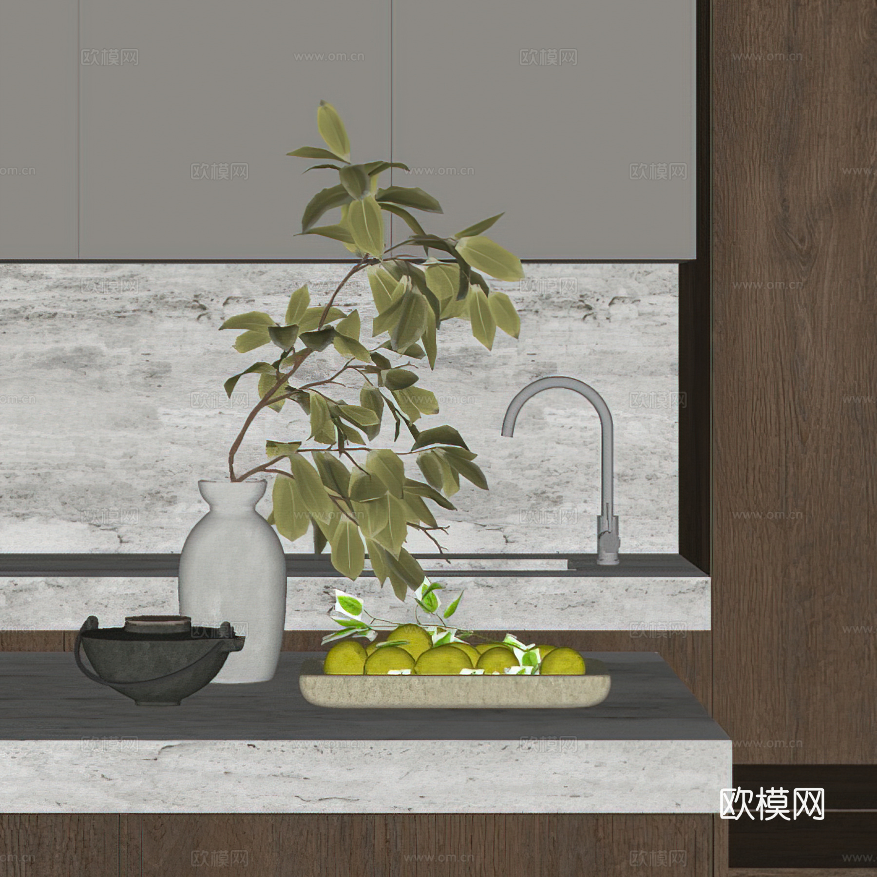 现代装饰摆件组合 餐桌摆件 花艺摆件 桌面摆件 水果摆件 茶su模型