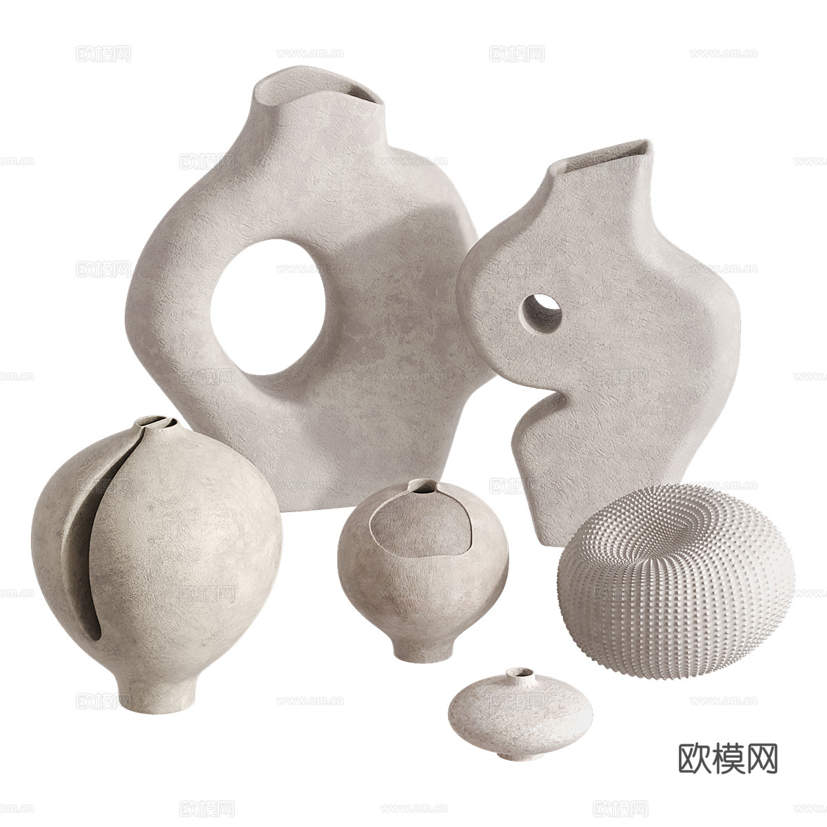 现代侘寂陶罐花瓶3d模型