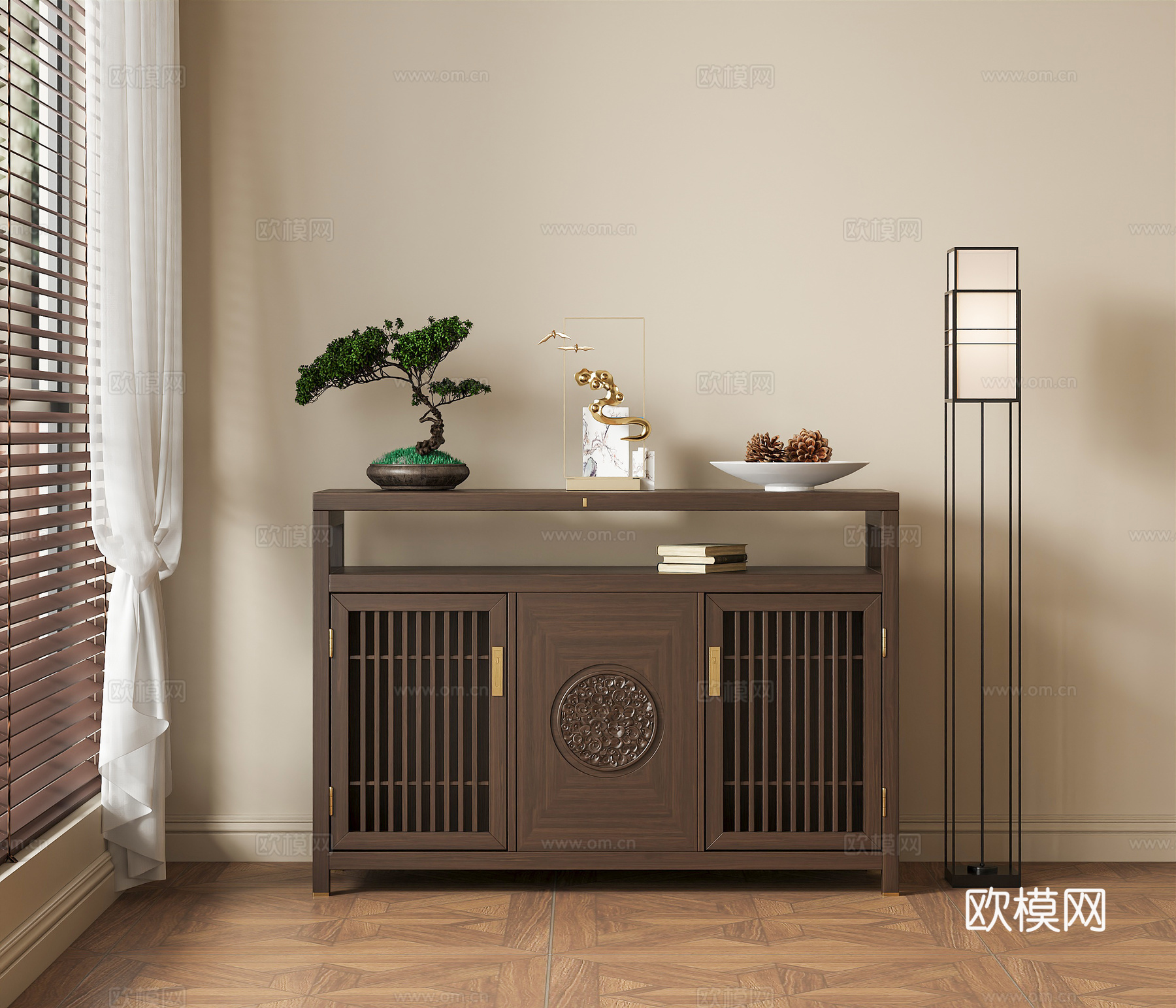 新中式玄关柜 边柜 端景柜玄关柜 矮柜3d模型
