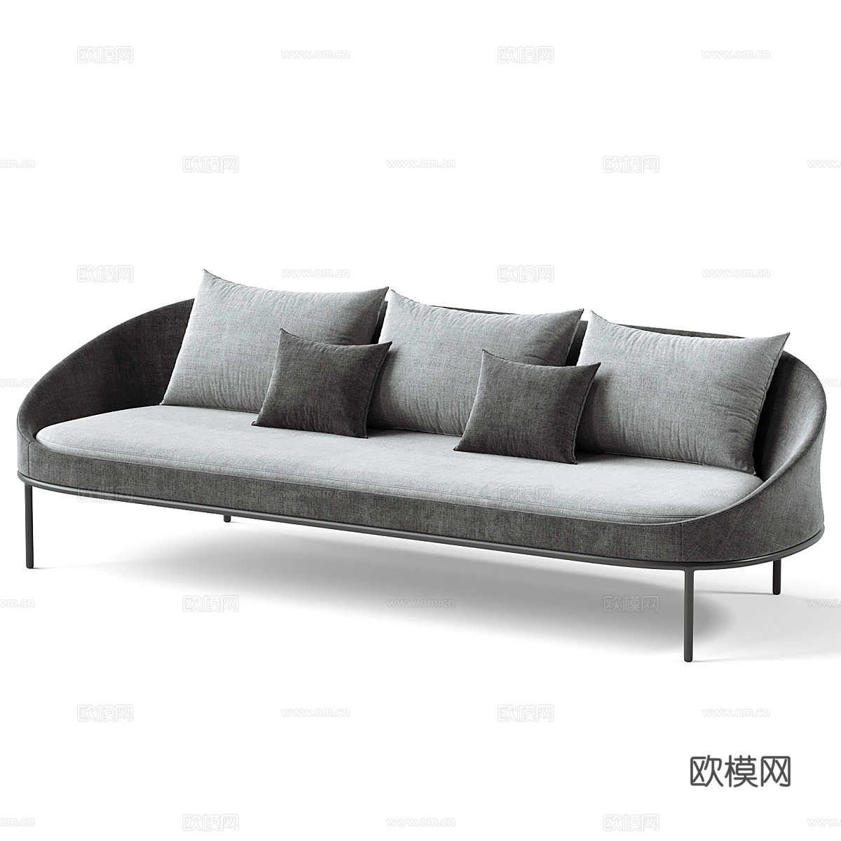 现代意式极简布艺休闲沙发3d模型