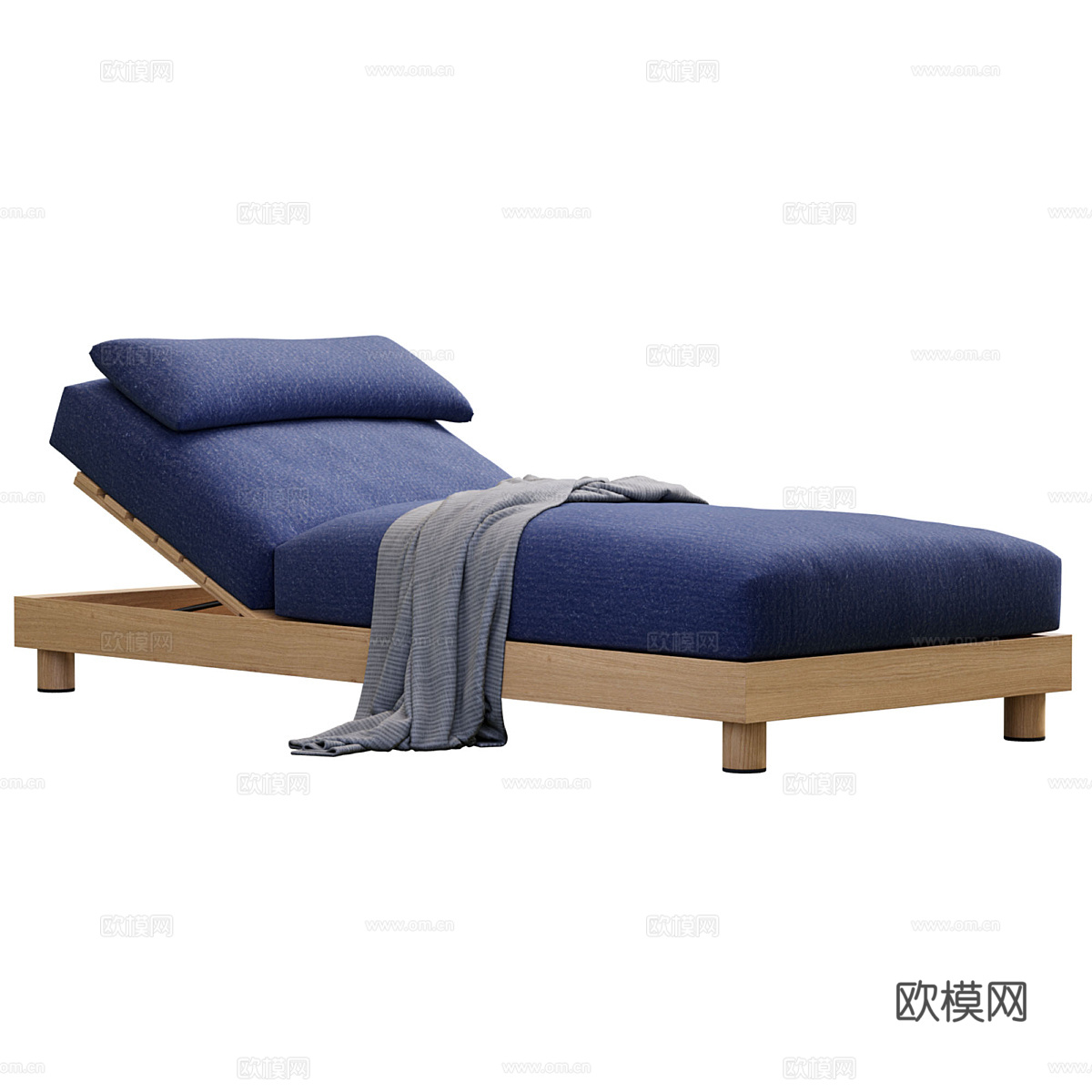 新中式户外日光浴躺椅3d模型