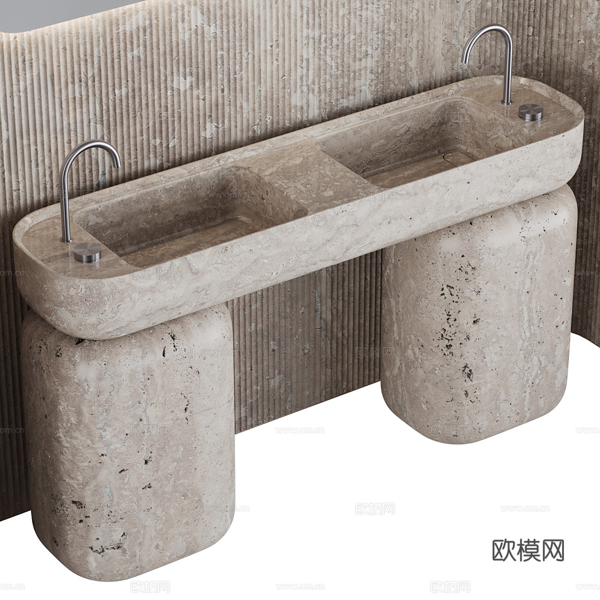 现代侘寂浴室柜 台盆柜3d模型