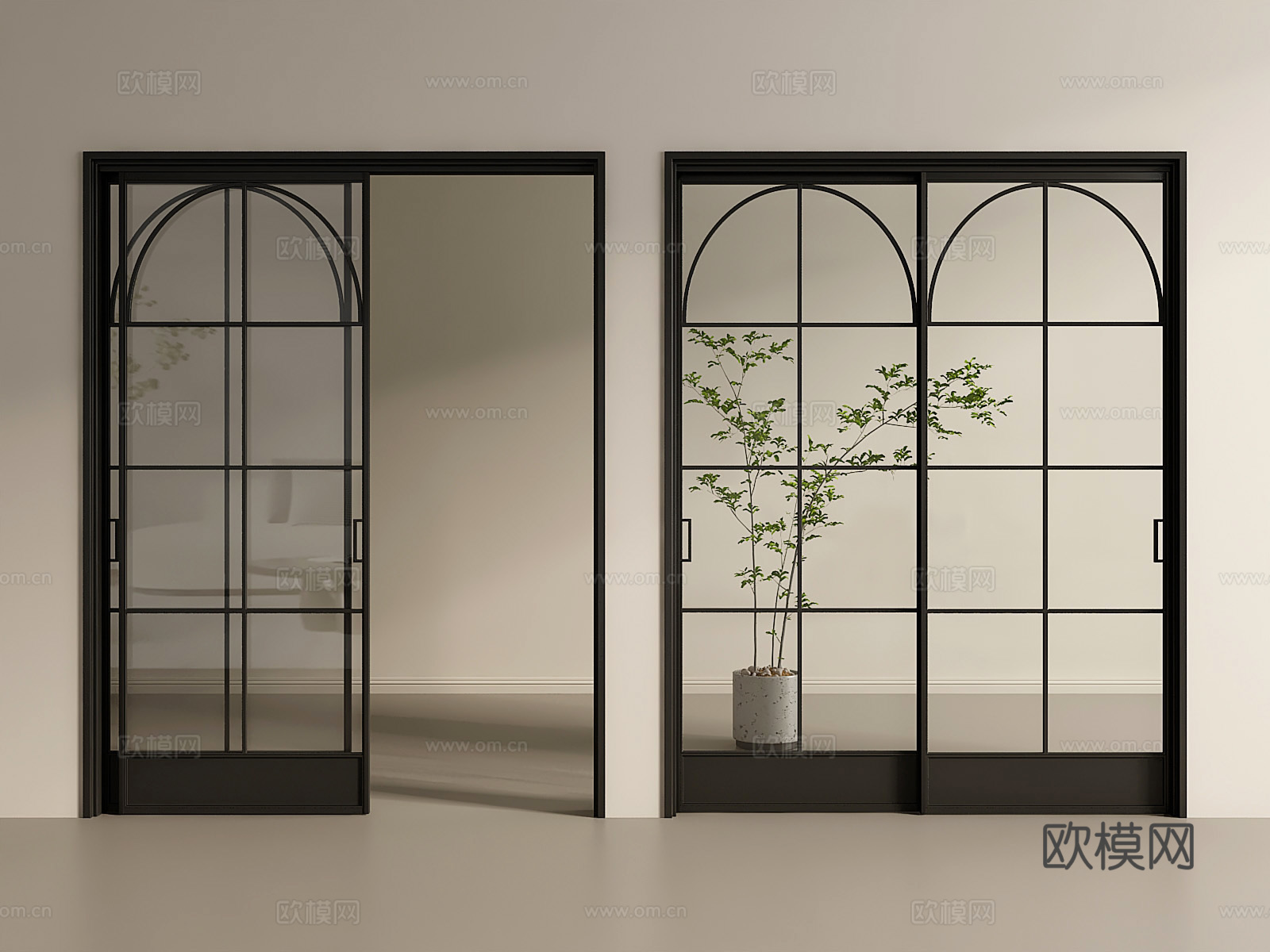 法式推拉门美式推拉门su模型