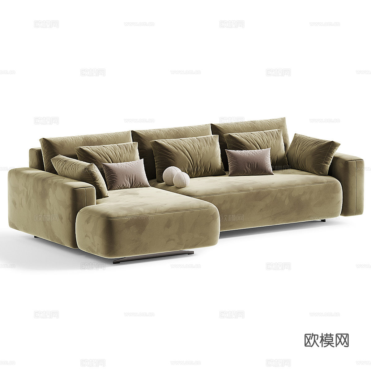 现代意式布艺转角沙发3d模型