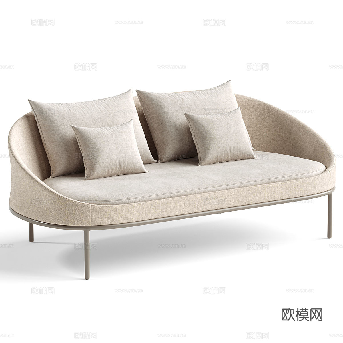 现代意式极简布艺休闲沙发3d模型