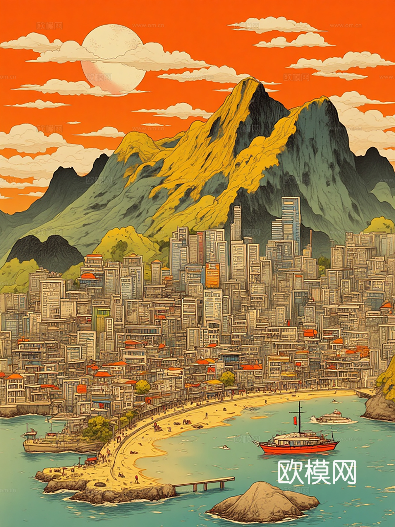 装饰画，城市风景，插画