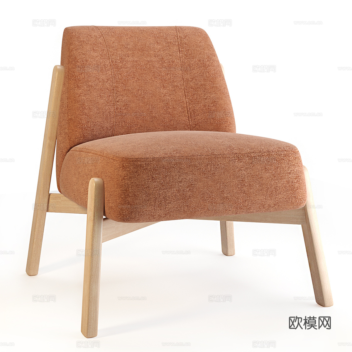 现代北欧原木风休闲椅3d模型