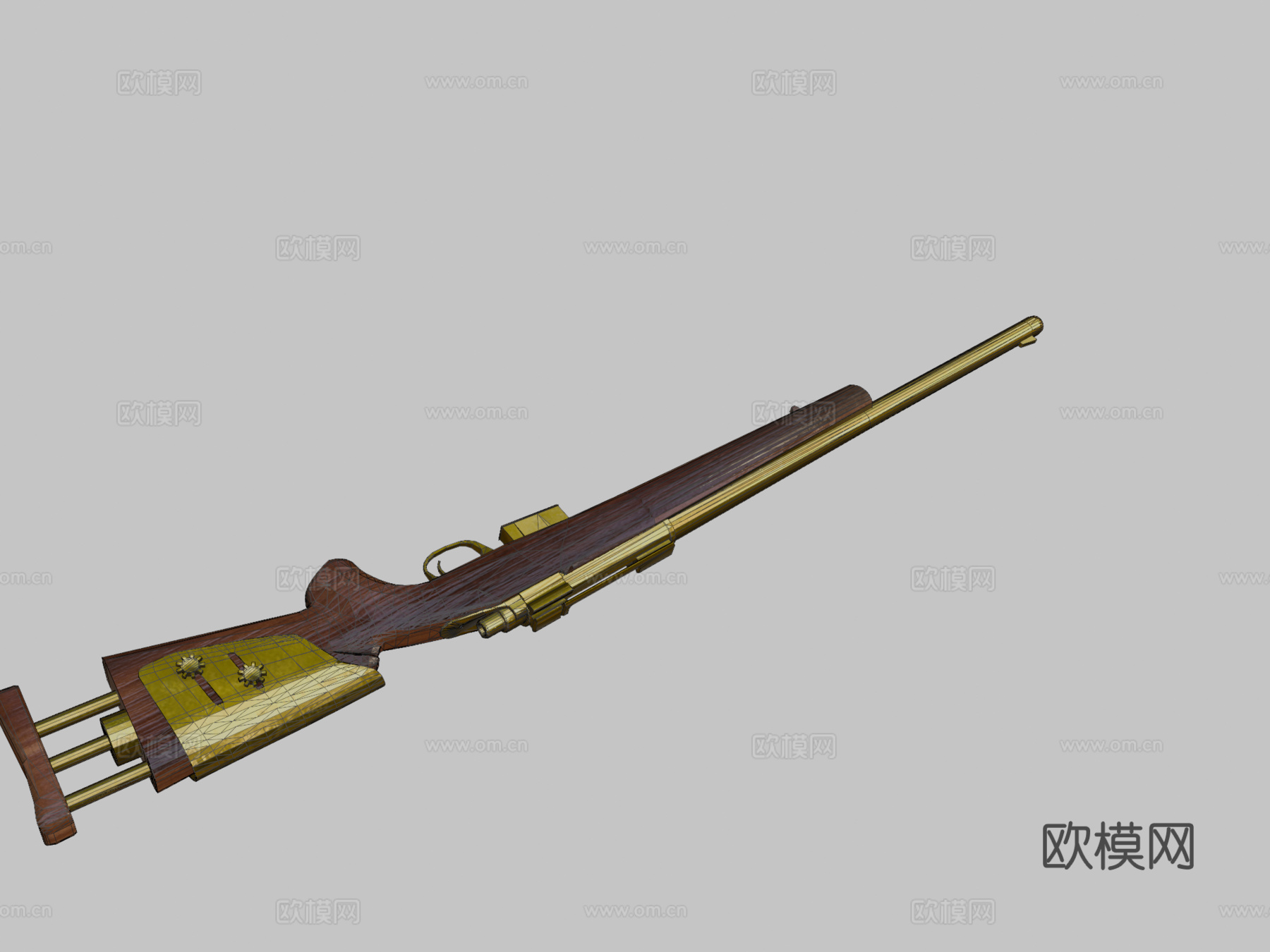 M24木制和金色3d模型