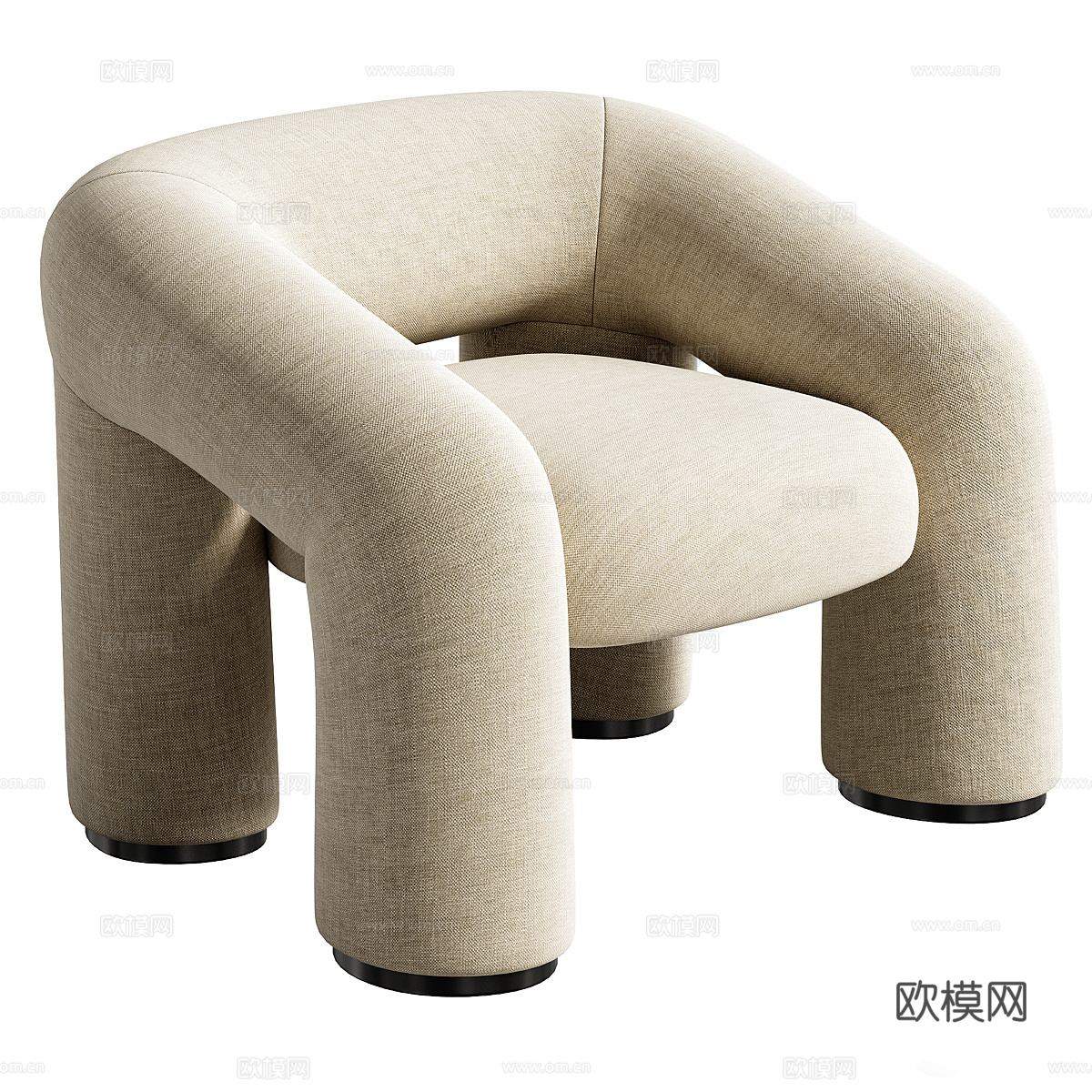 现代奶油风布艺休闲椅3d模型