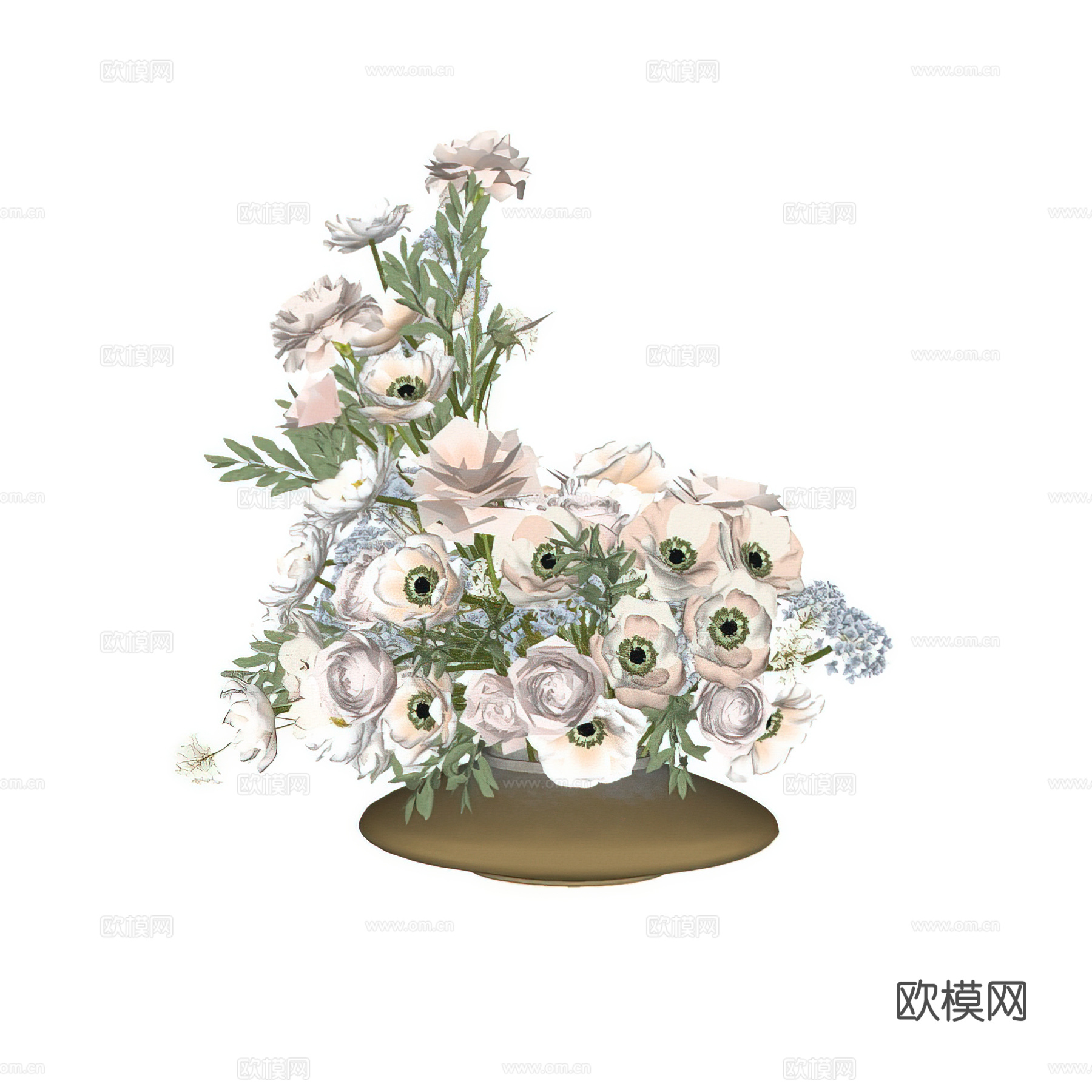 法式花艺摆件 艺术插花 鲜花花卉 桌面摆件 绿植盆栽su模型