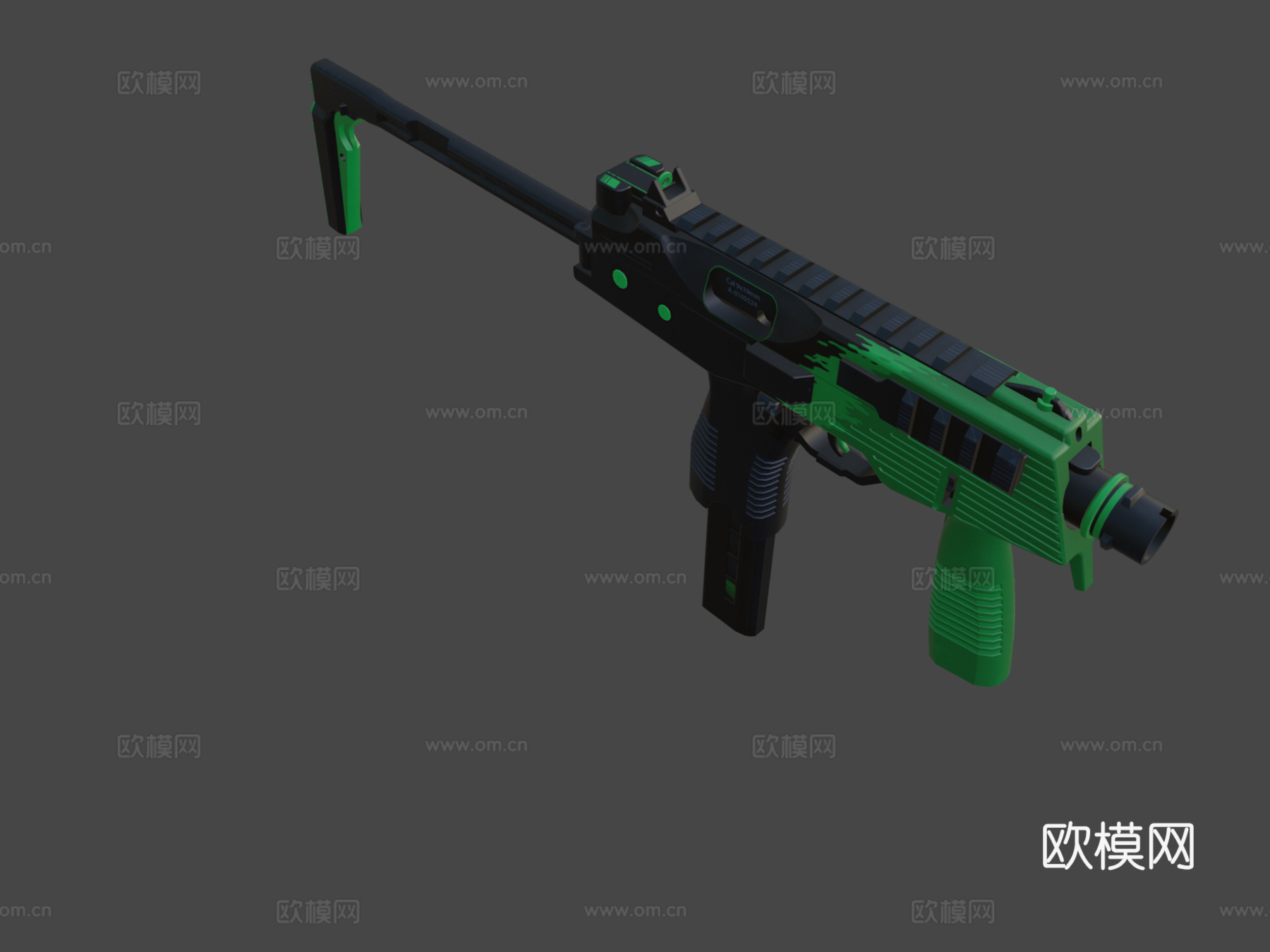 MP9 - 溅射冲击（绿色）3d模型