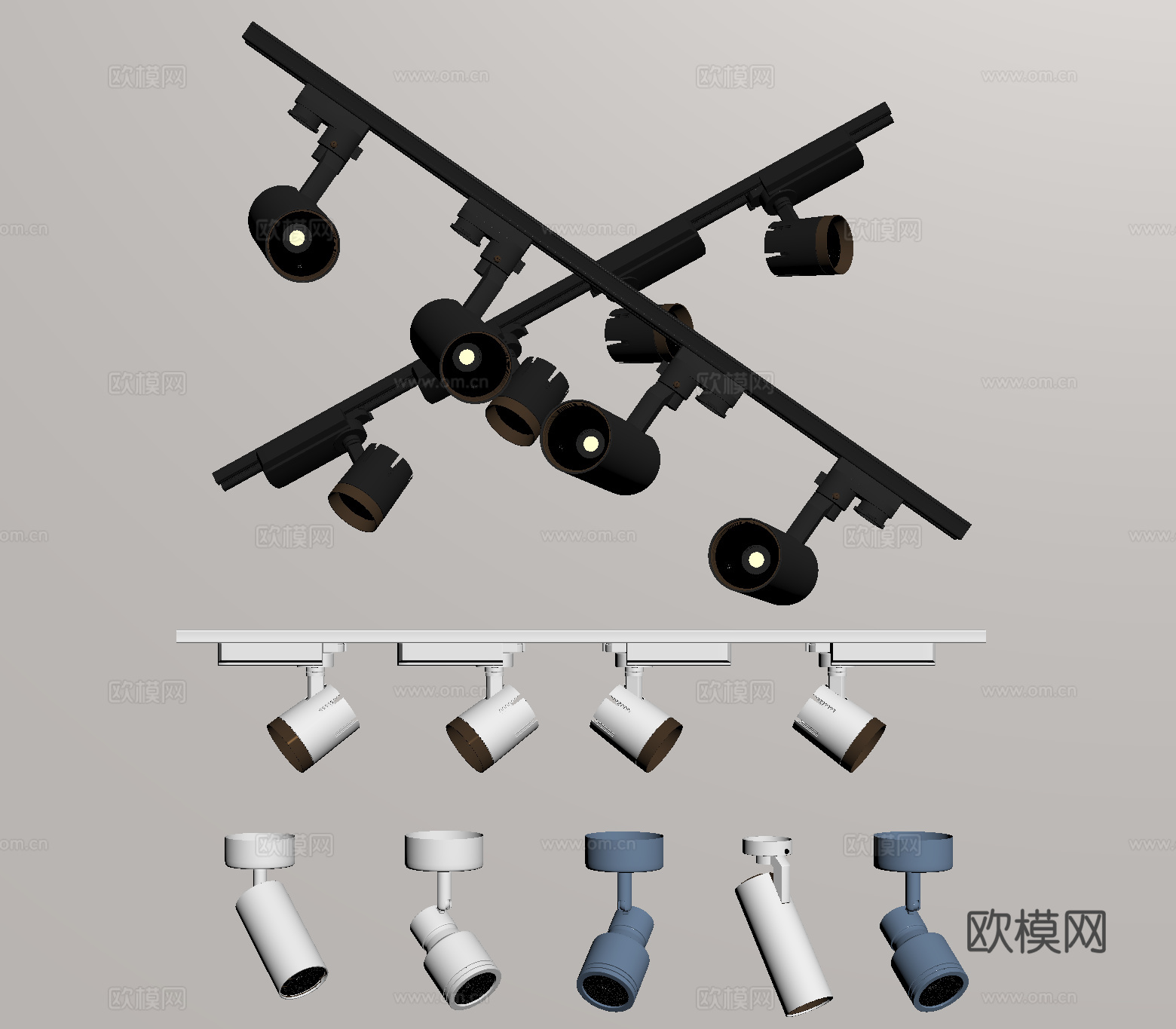 射灯 筒灯 轨道灯su模型