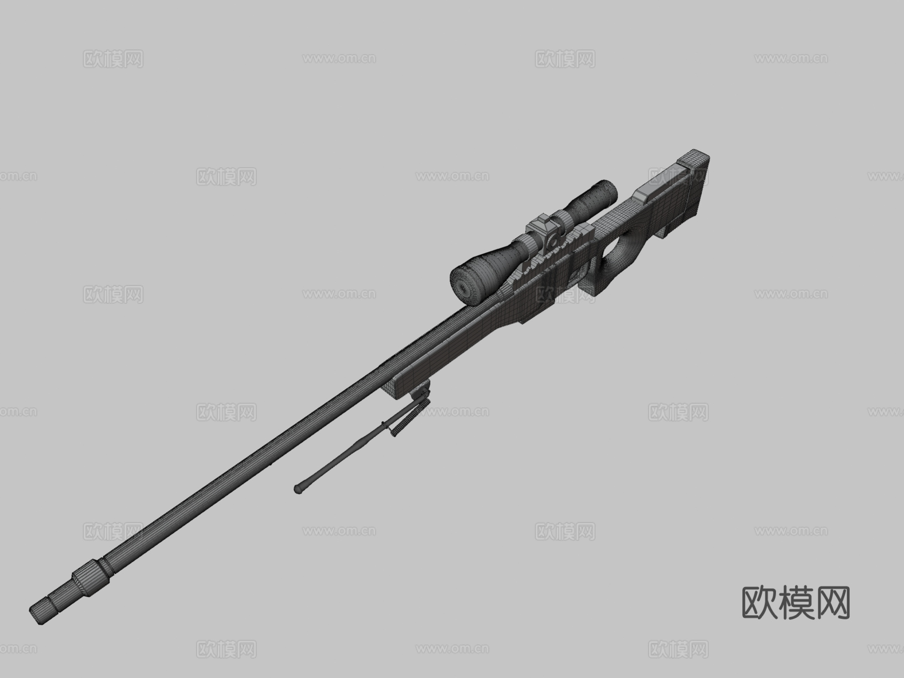 AWP-黑色和红色狙击枪3d模型
