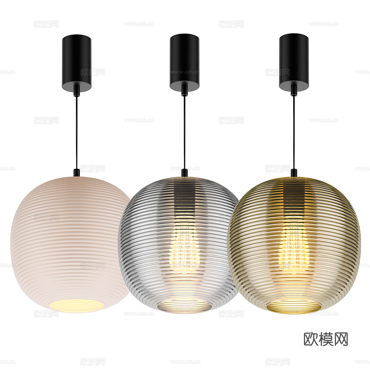 美式玻璃吊灯 餐厅吊灯 小吊灯 球形吊灯3d模型
