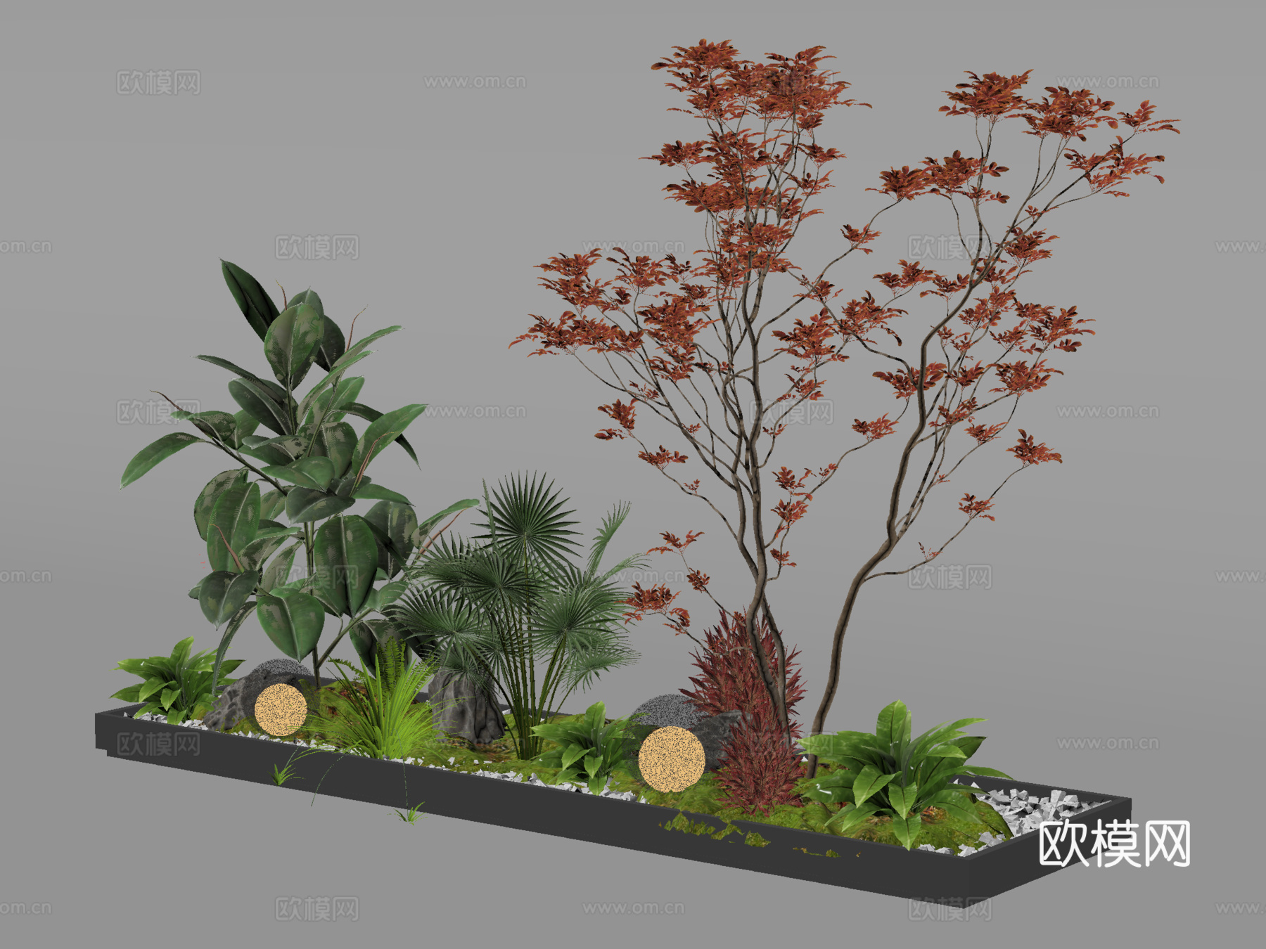 植物造景 庭院景观 景观小品su模型