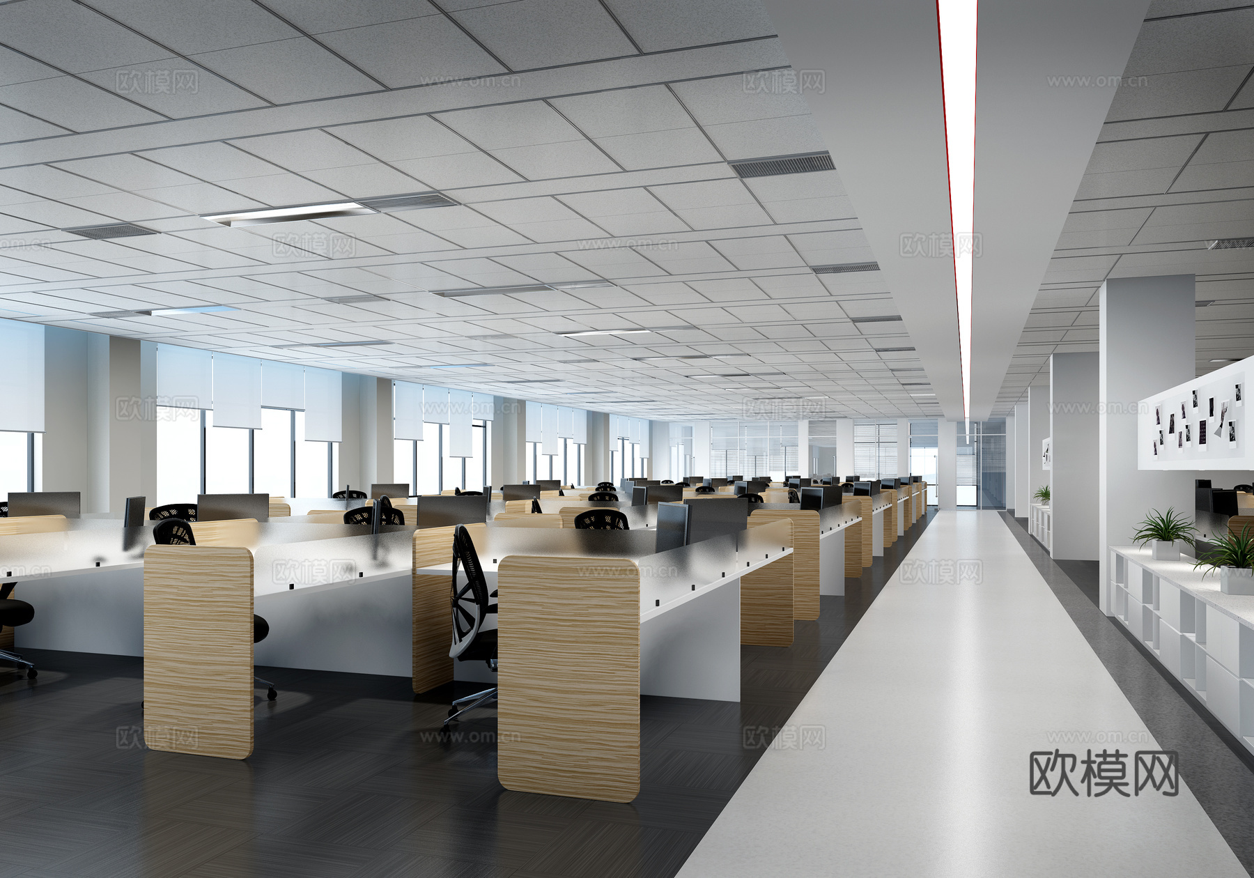 现代办公区  办公桌椅3d模型
