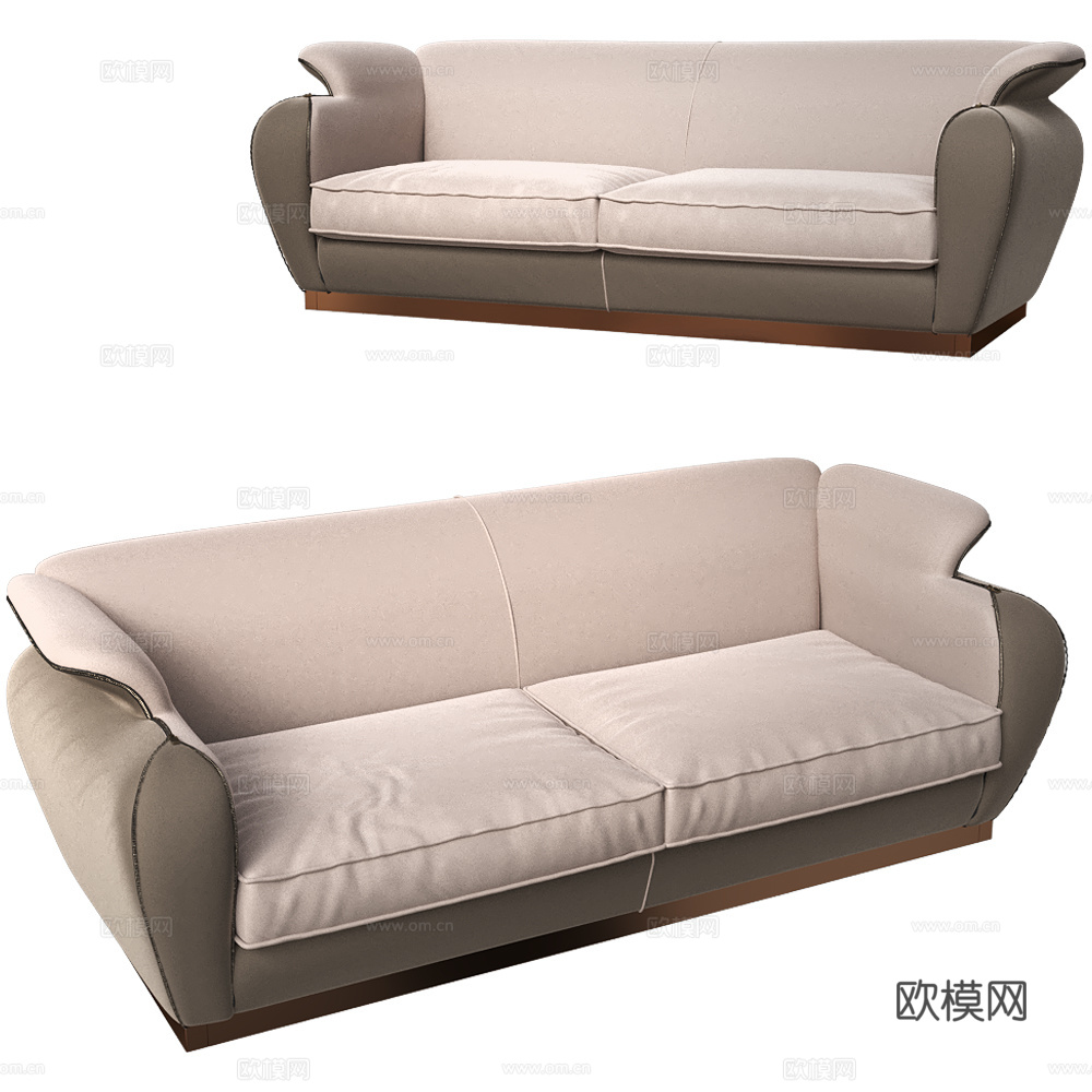 现代意式轻奢双人布艺休闲沙发3d模型
