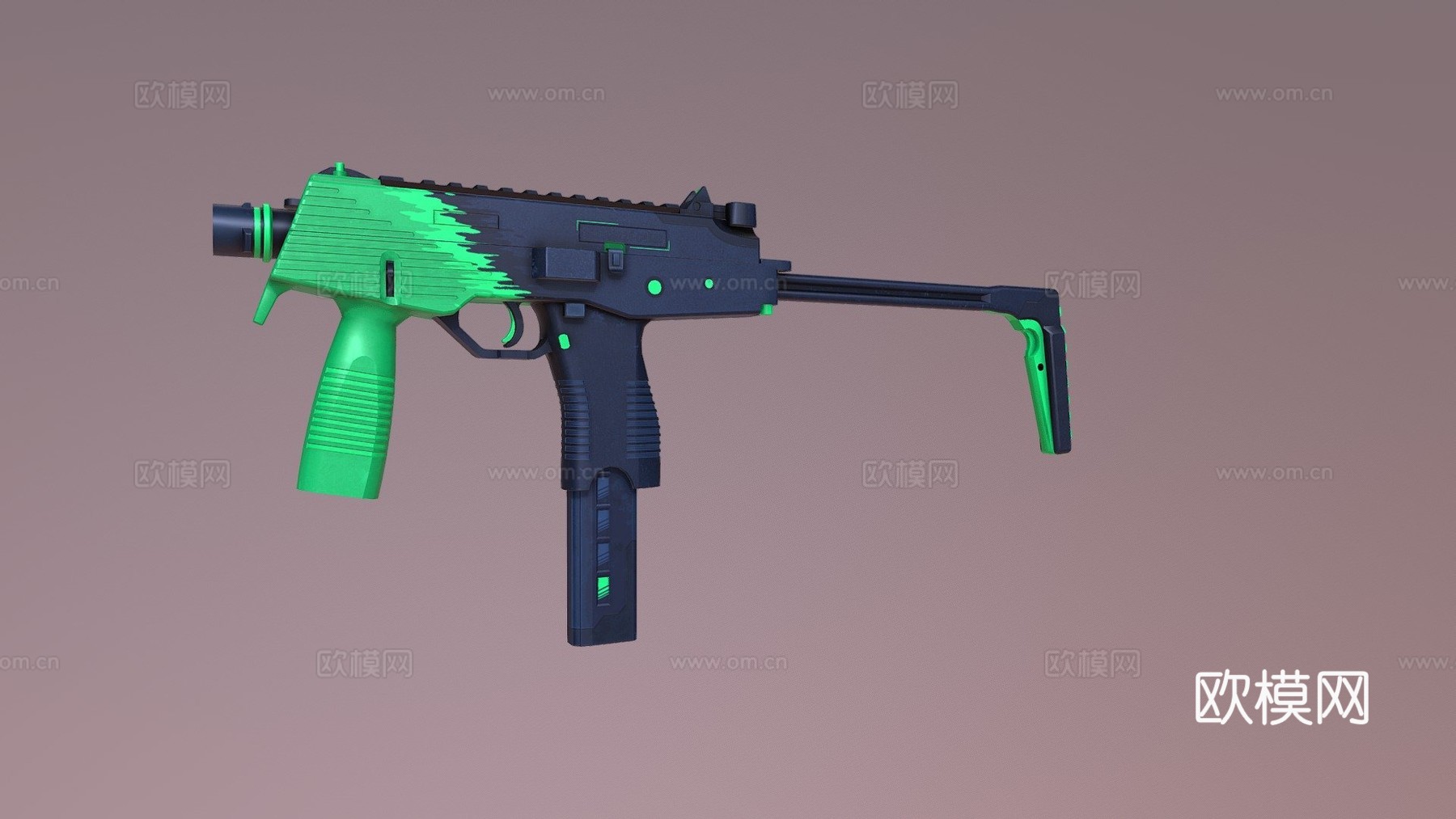 MP9 - 溅射冲击（绿色）3d模型