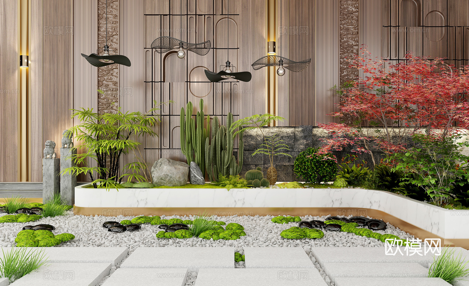 现代植物堆造景园艺花圃3d模型