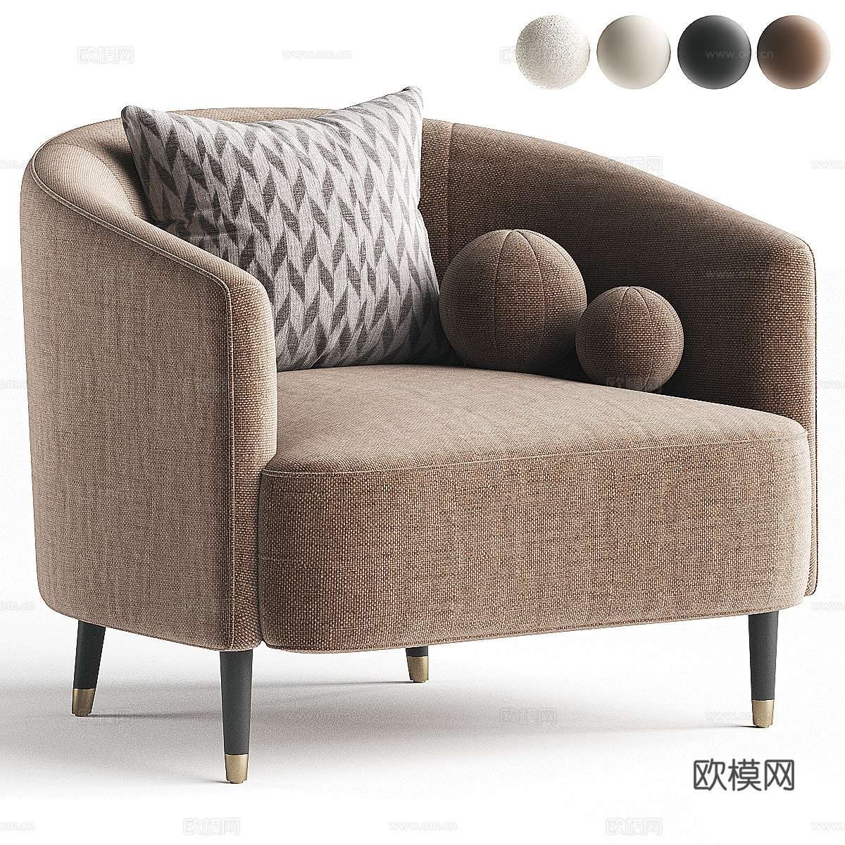 现代意式布艺休闲椅3d模型