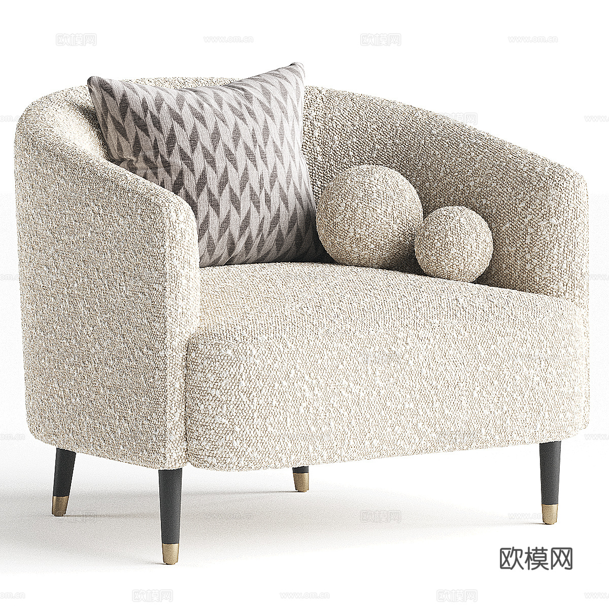 现代意式布艺休闲椅3d模型