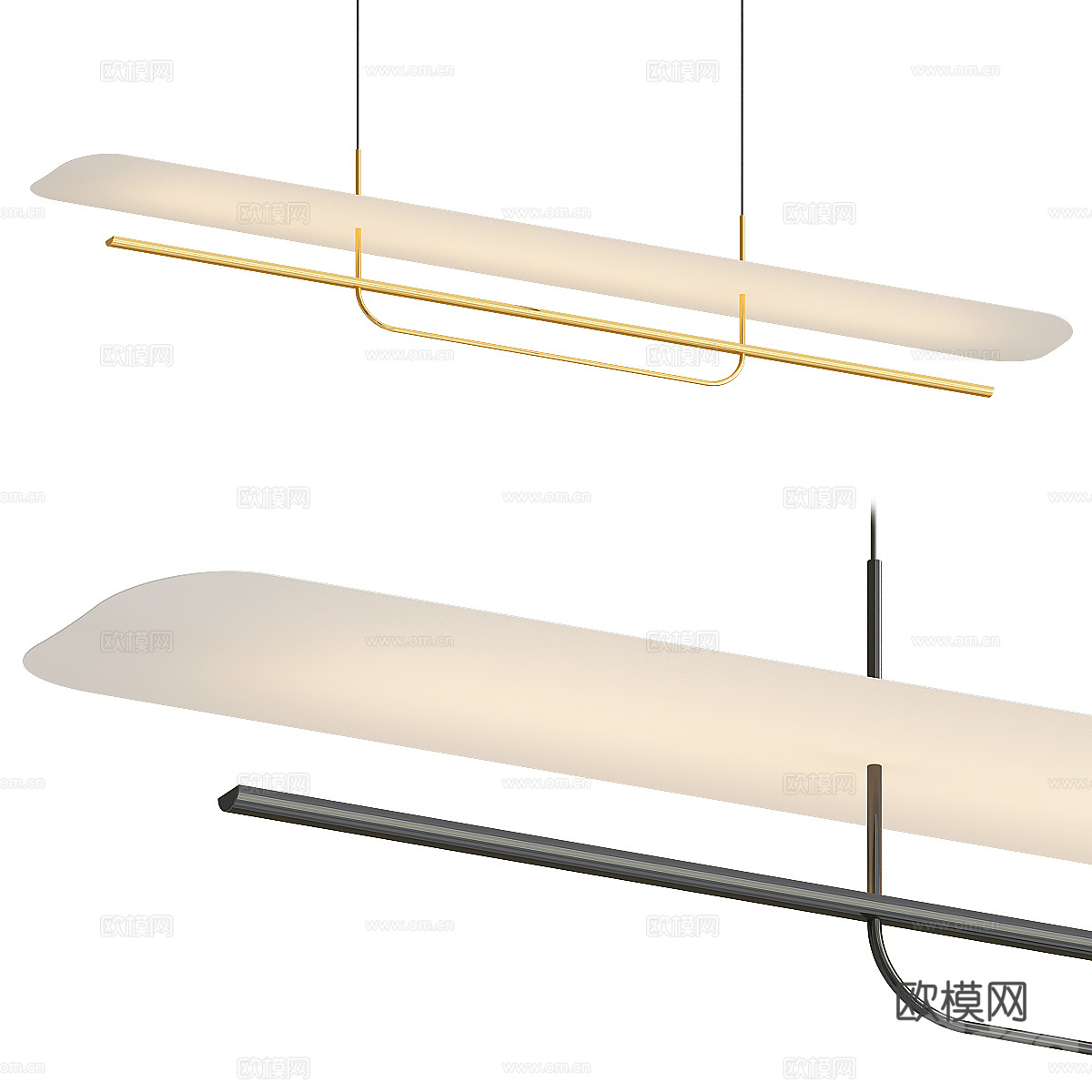 现代极简工艺条形吊灯3d模型
