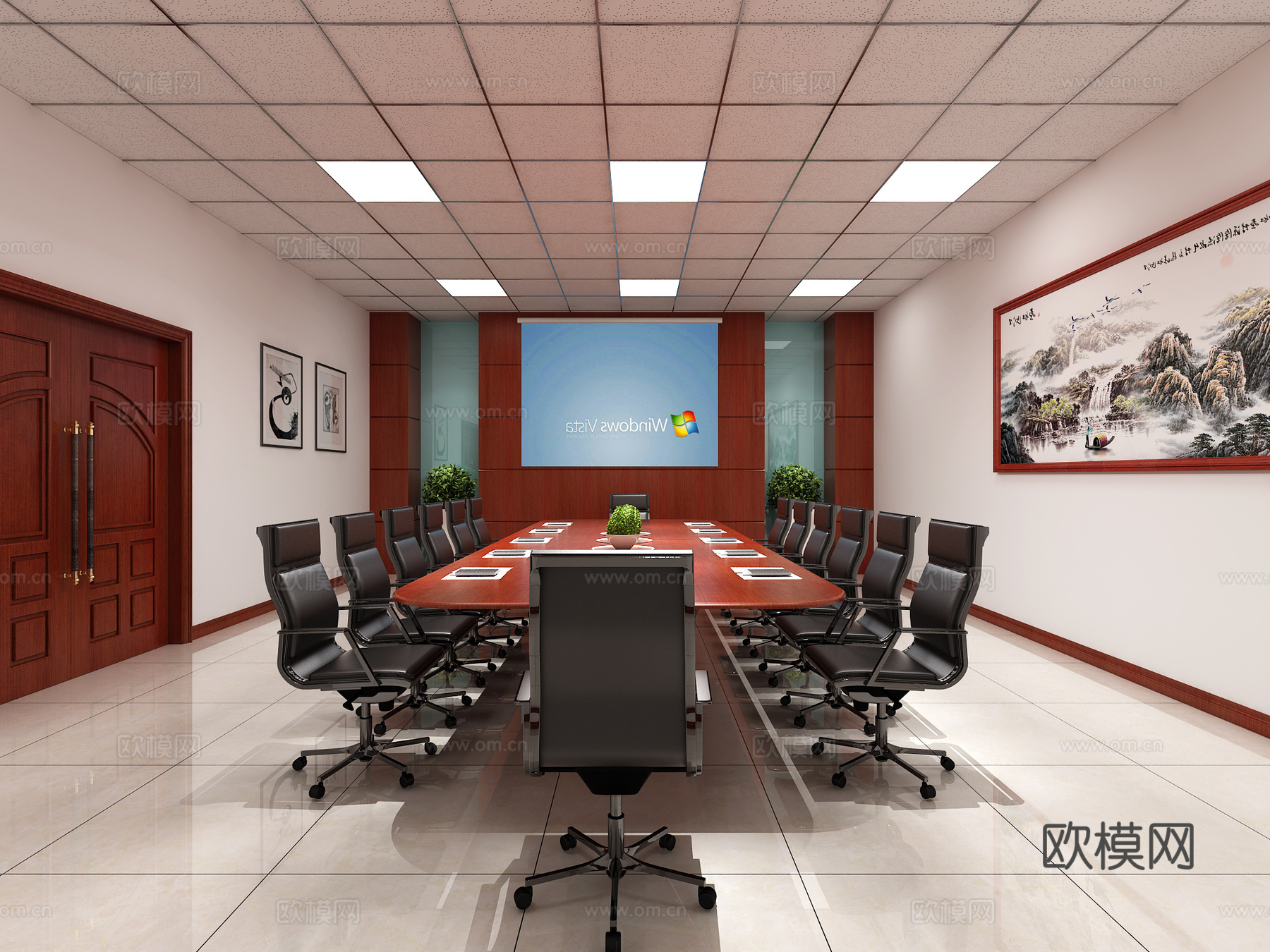 现代简约会议室3d模型