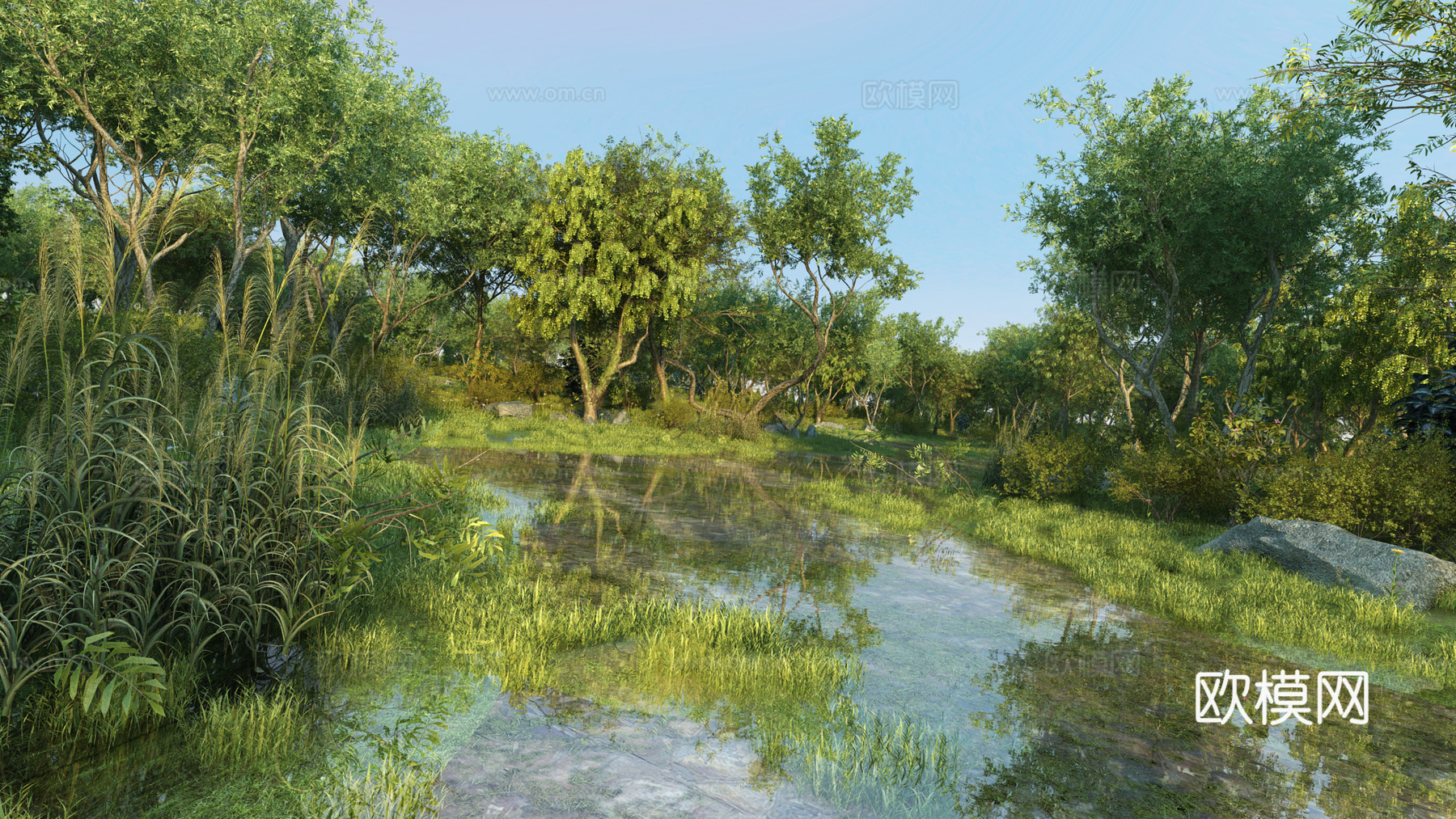 现代湿地公园景观3d模型